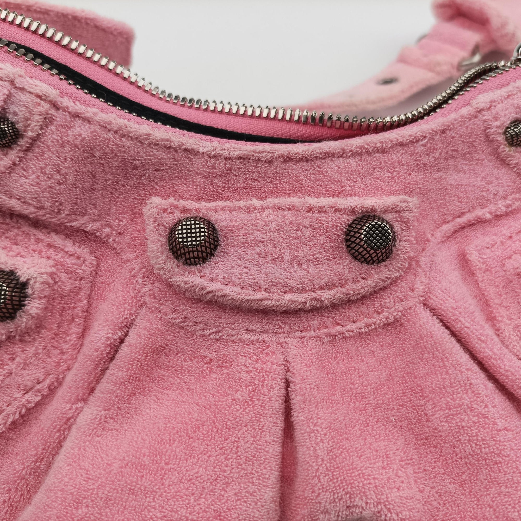 Pre-owned Balenciaga Le Cagole mini Pink Pile Fabric  shoulderbag | stylenewstar