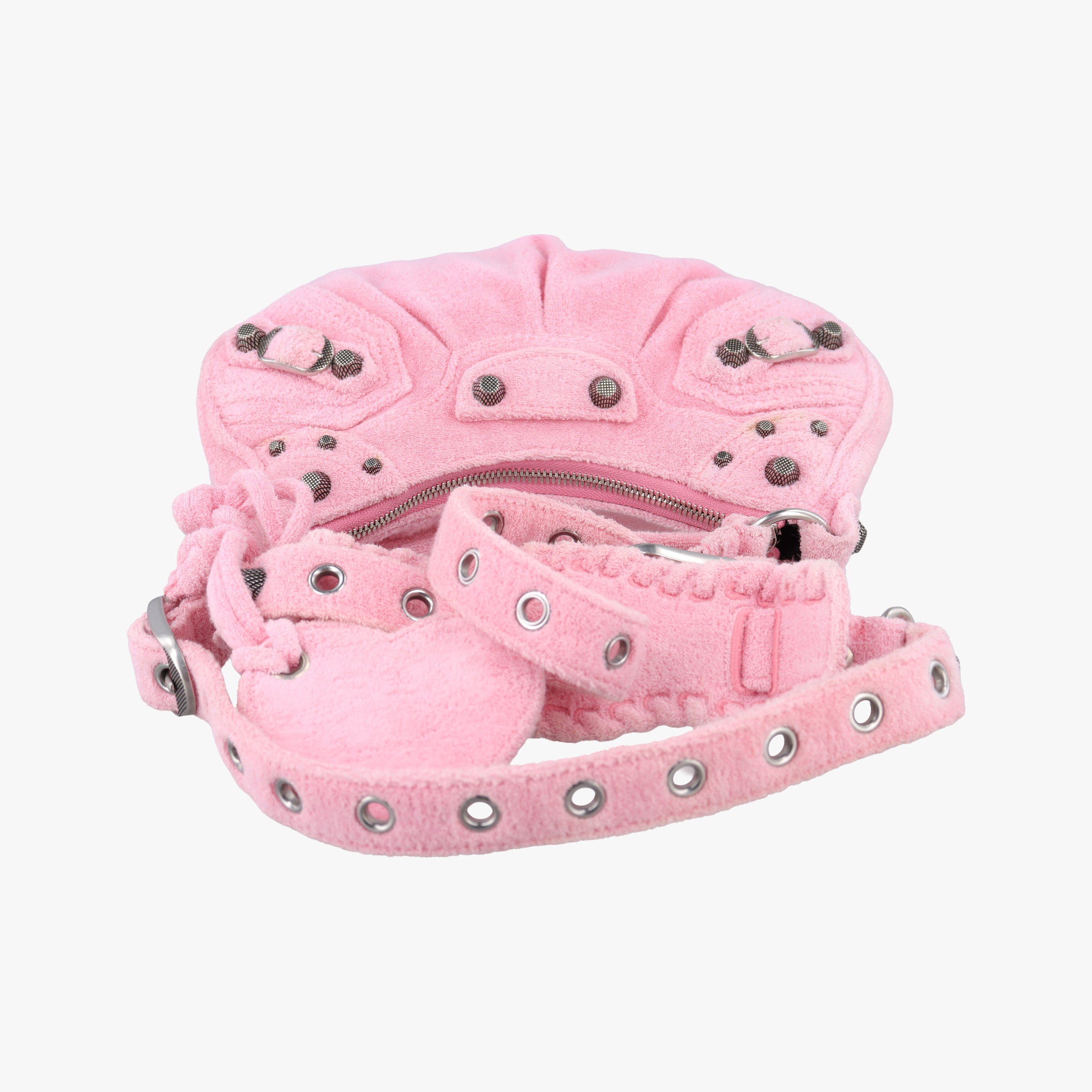 Pre-owned Balenciaga Le Cagole mini Pink Pile Fabric  shoulderbag | stylenewstar