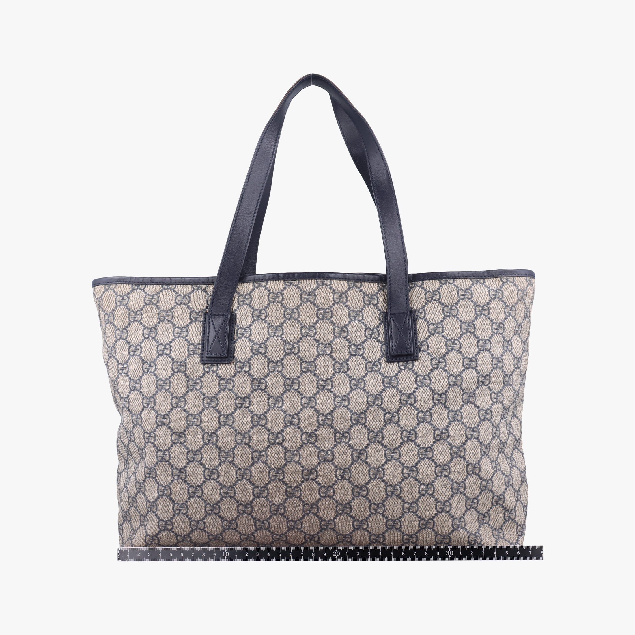 Pre-owned Gucci GG Supreme Brown×Navy PVC coated canvas×Leather 211137 handbag | stylenewstar