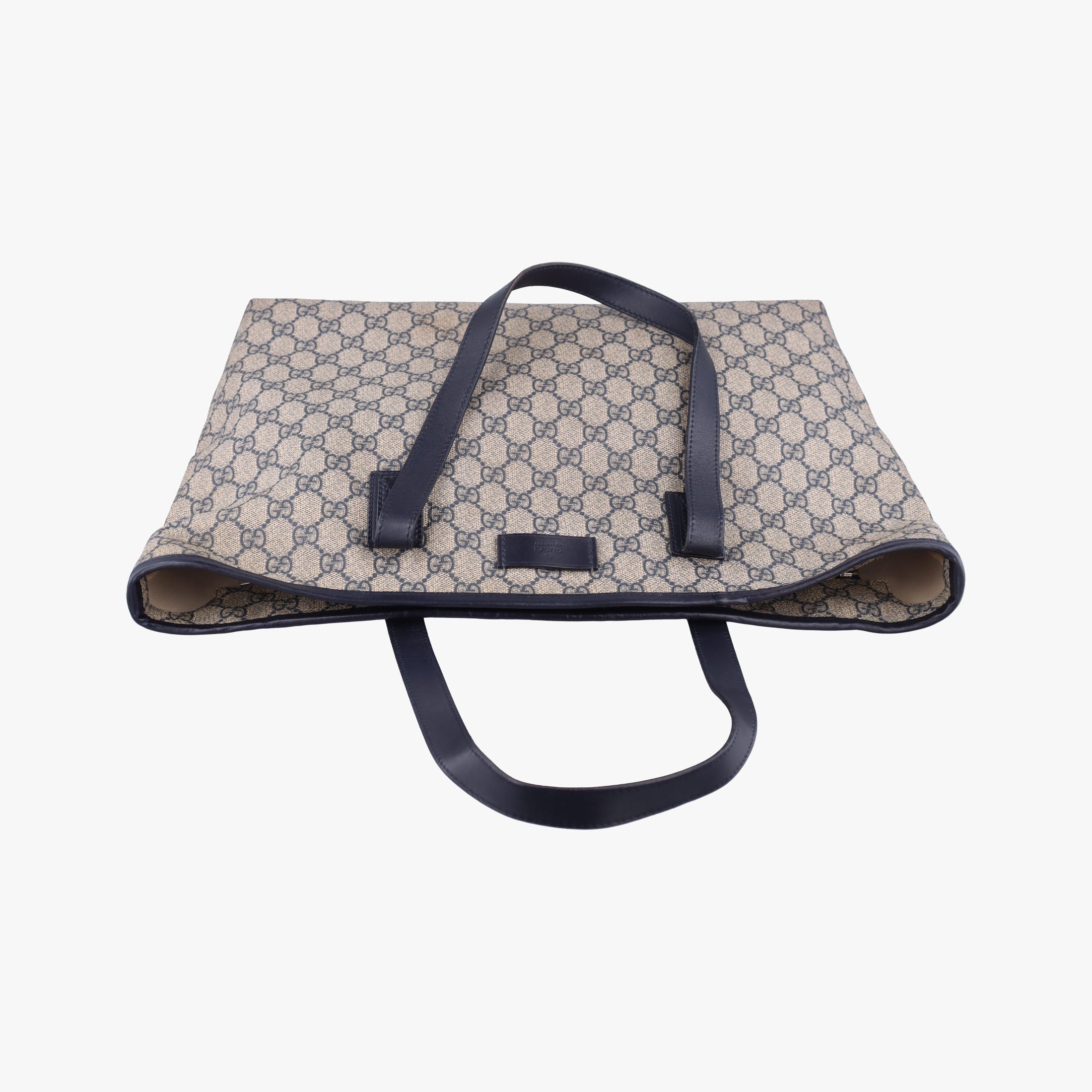 Pre-owned Gucci GG Supreme Brown×Navy PVC coated canvas×Leather 211137 handbag | stylenewstar