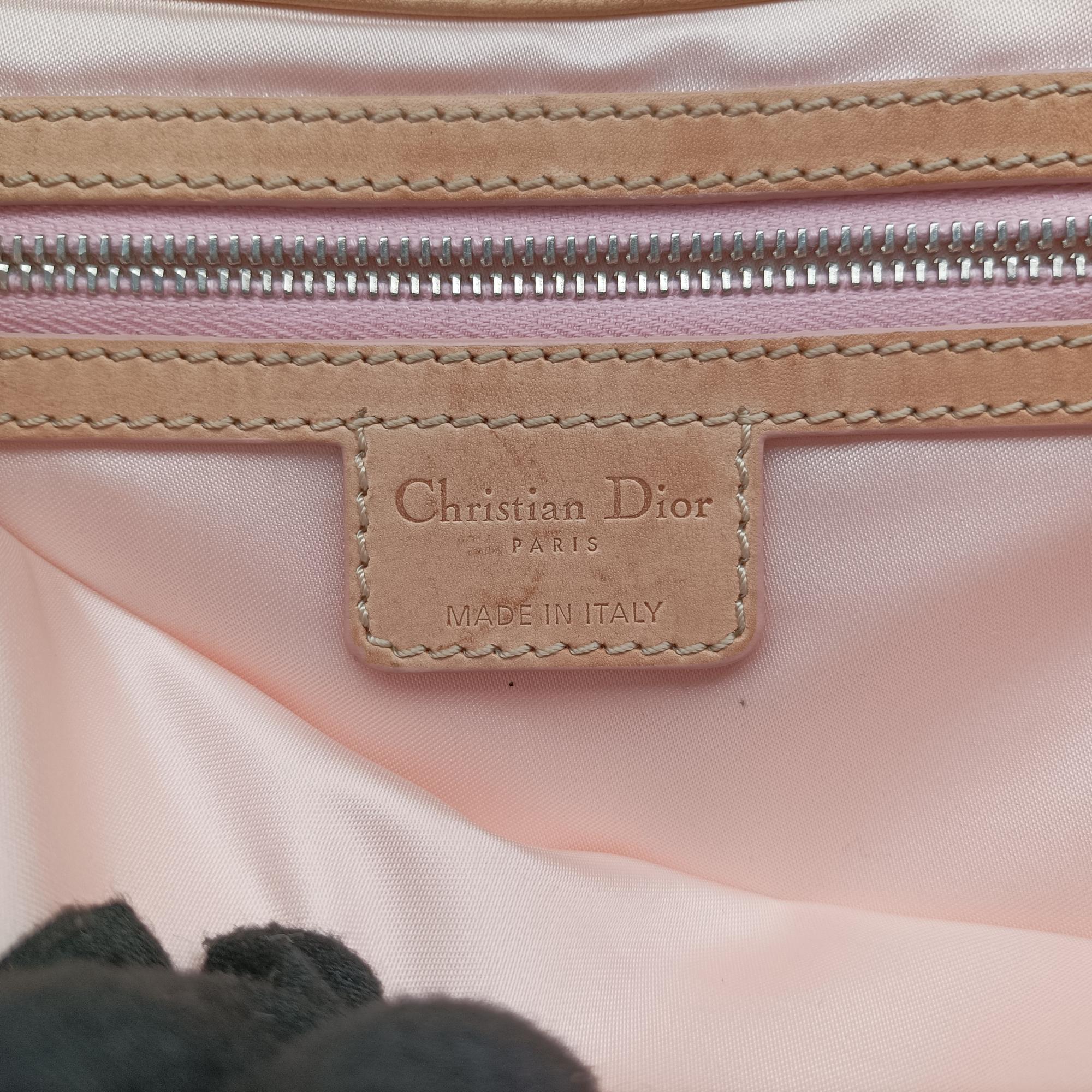Secondhand Christian Dior Romantic Trotter Beige x Pink PVC coated canvas  shoulderbag | stylenewstar