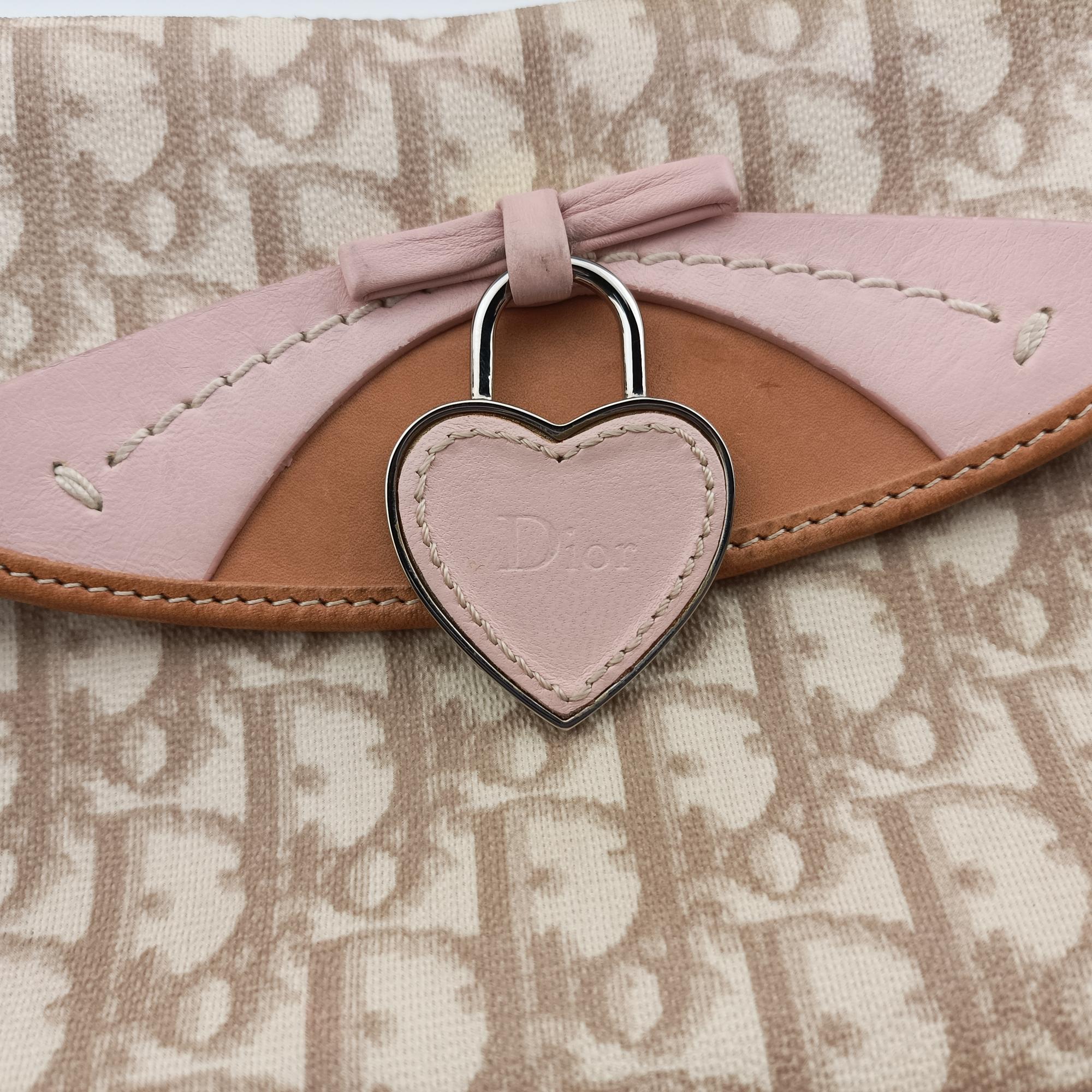 Secondhand Christian Dior Romantic Trotter Beige x Pink PVC coated canvas  shoulderbag | stylenewstar