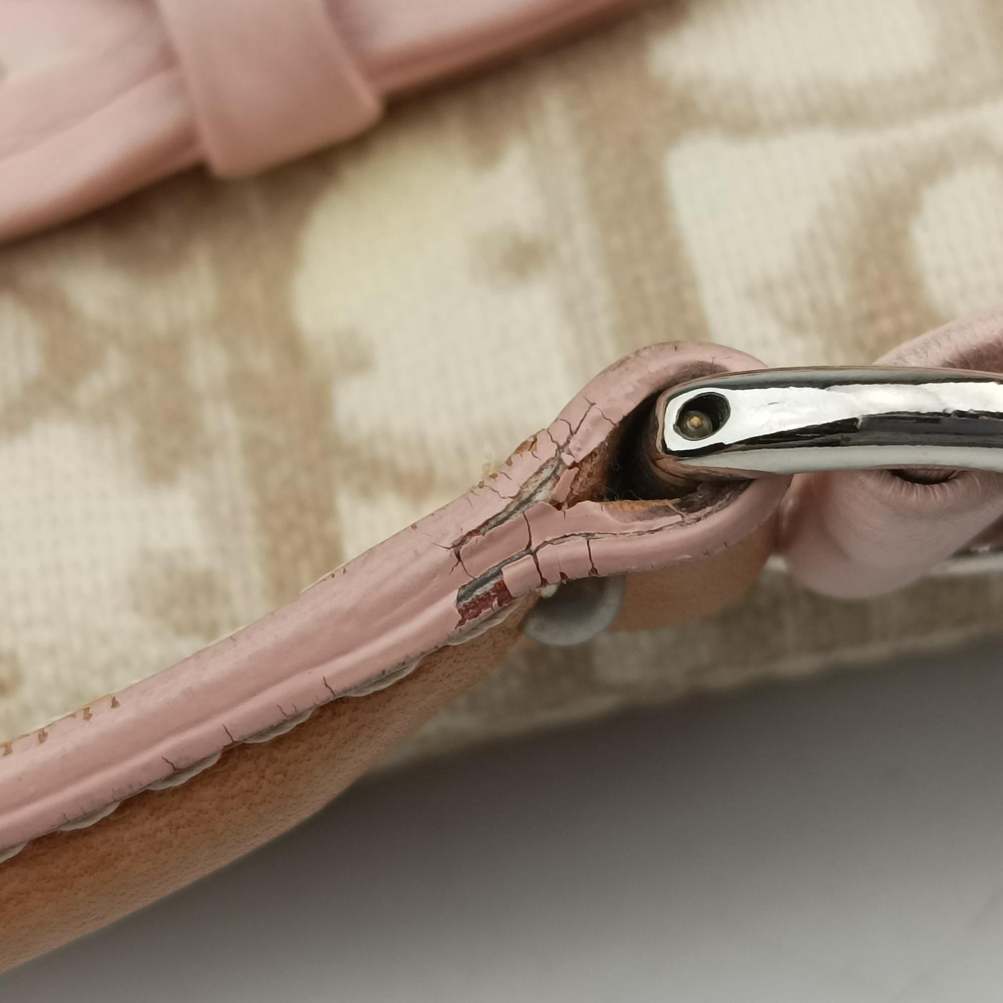 Secondhand Christian Dior Romantic Trotter Beige x Pink PVC coated canvas  shoulderbag | stylenewstar