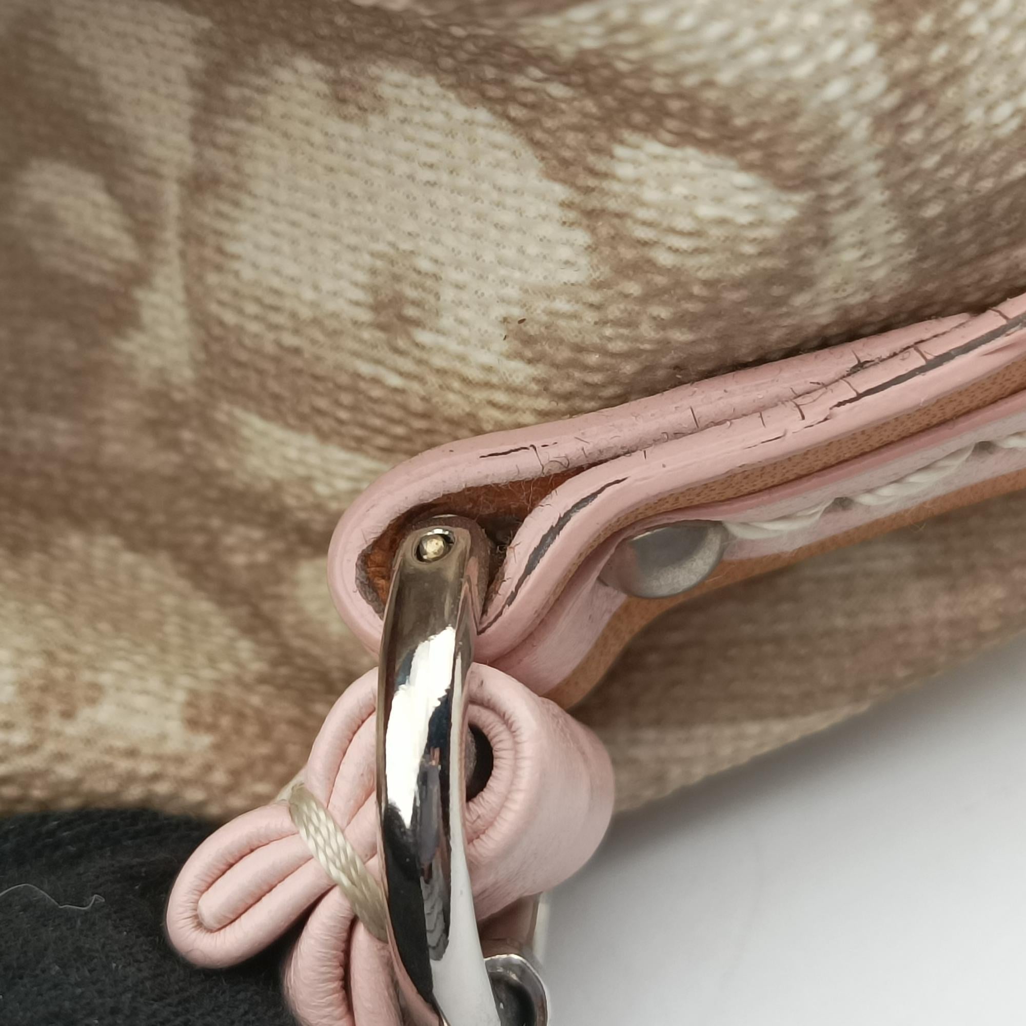 Secondhand Christian Dior Romantic Trotter Beige x Pink PVC coated canvas  shoulderbag | stylenewstar