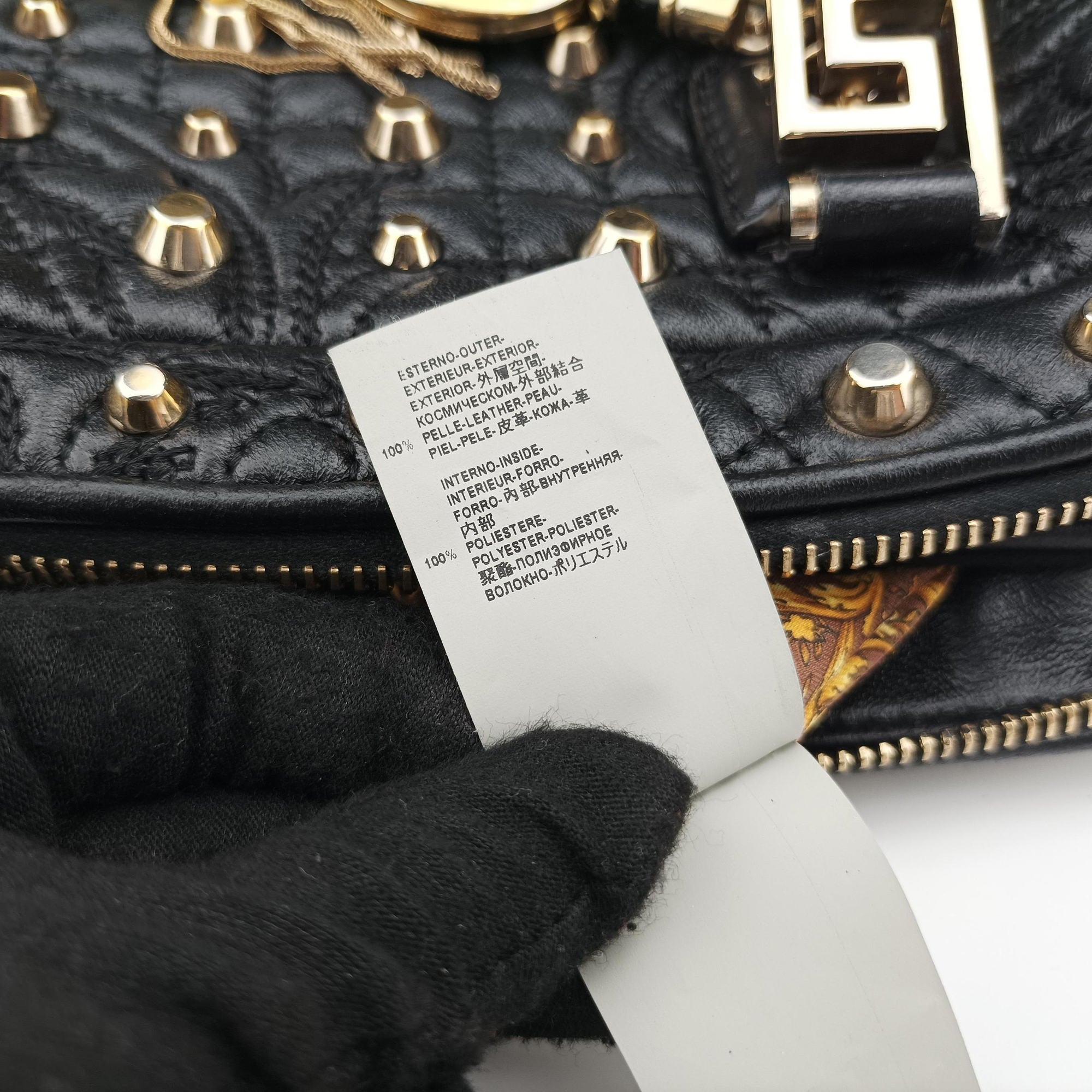 Pre-owned VERSACE Vanitas Studded Black Leather  shoulderbag | stylenewstar
