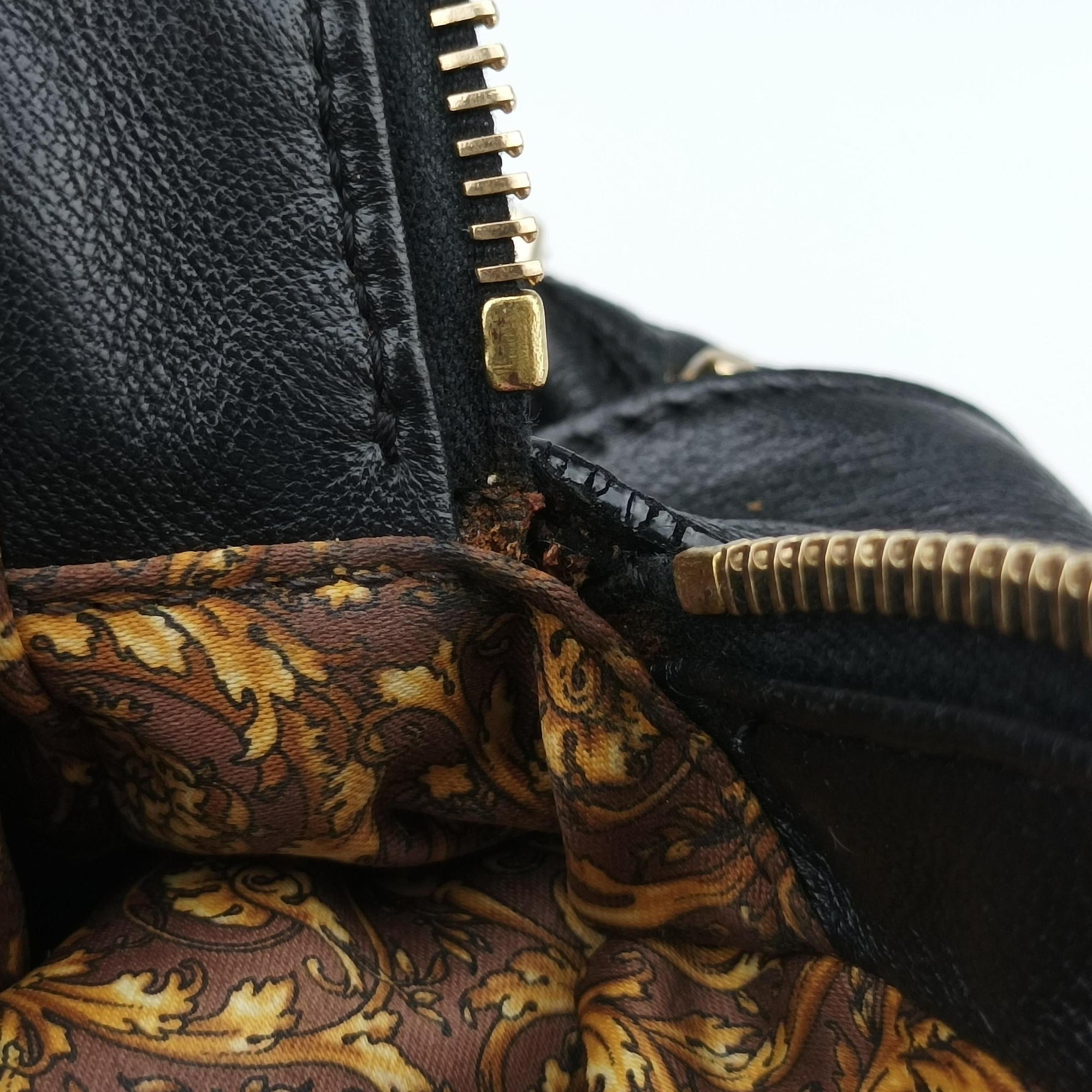 Pre-owned VERSACE Vanitas Studded Black Leather  shoulderbag | stylenewstar