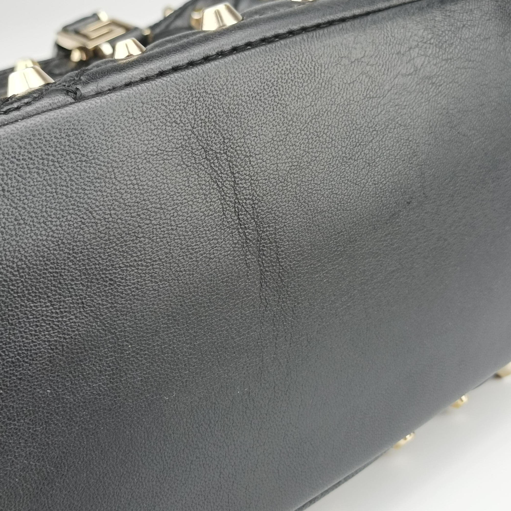 Pre-owned VERSACE Vanitas Studded Black Leather  shoulderbag | stylenewstar