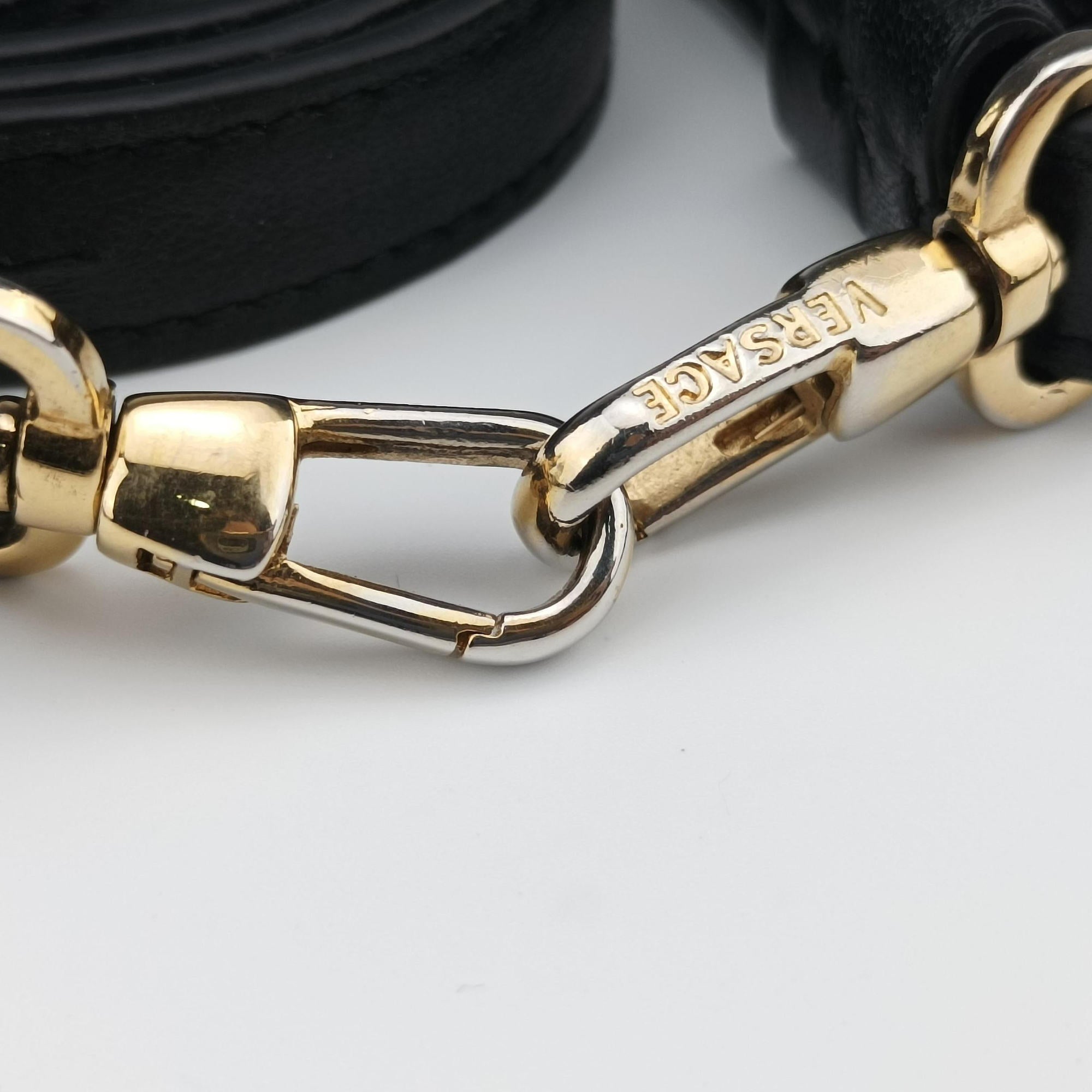 Pre-owned VERSACE Vanitas Studded Black Leather  shoulderbag | stylenewstar