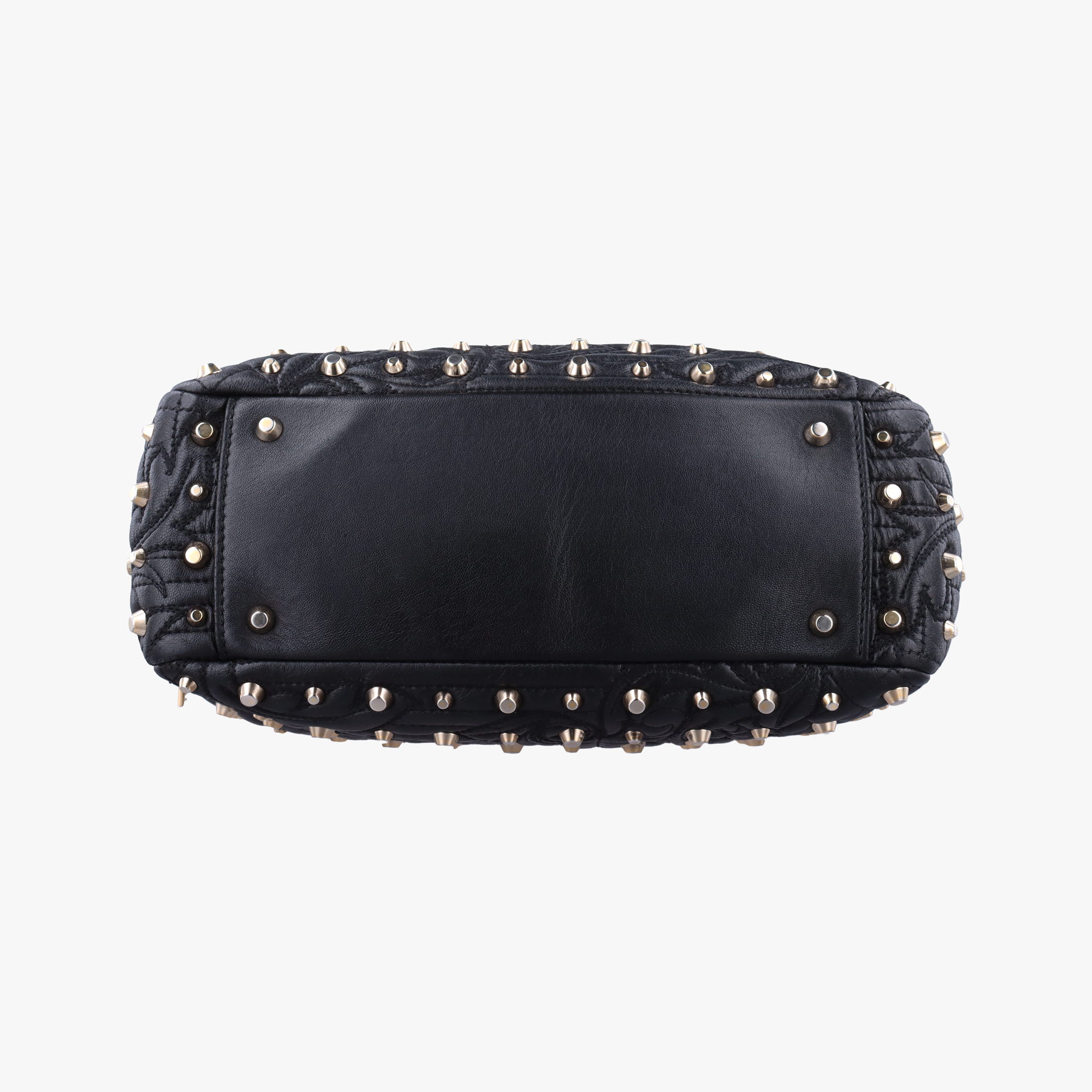 Pre-owned VERSACE Vanitas Studded Black Leather  shoulderbag | stylenewstar