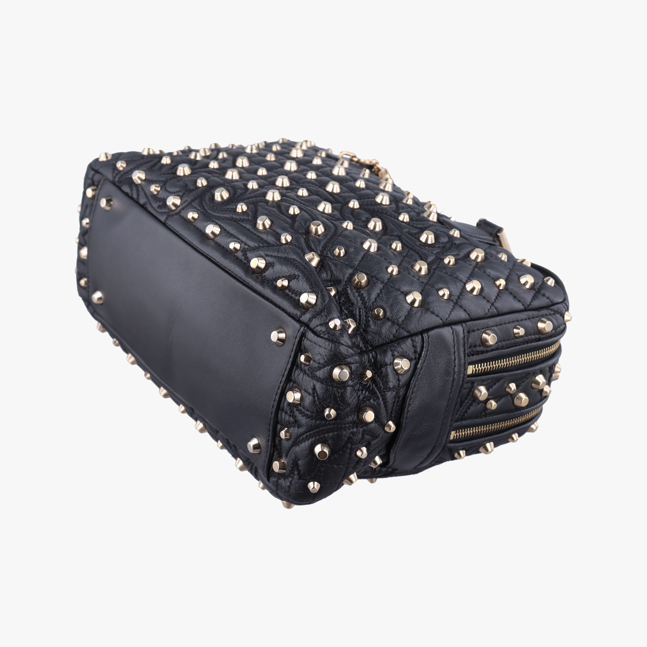 Pre-owned VERSACE Vanitas Studded Black Leather  shoulderbag | stylenewstar