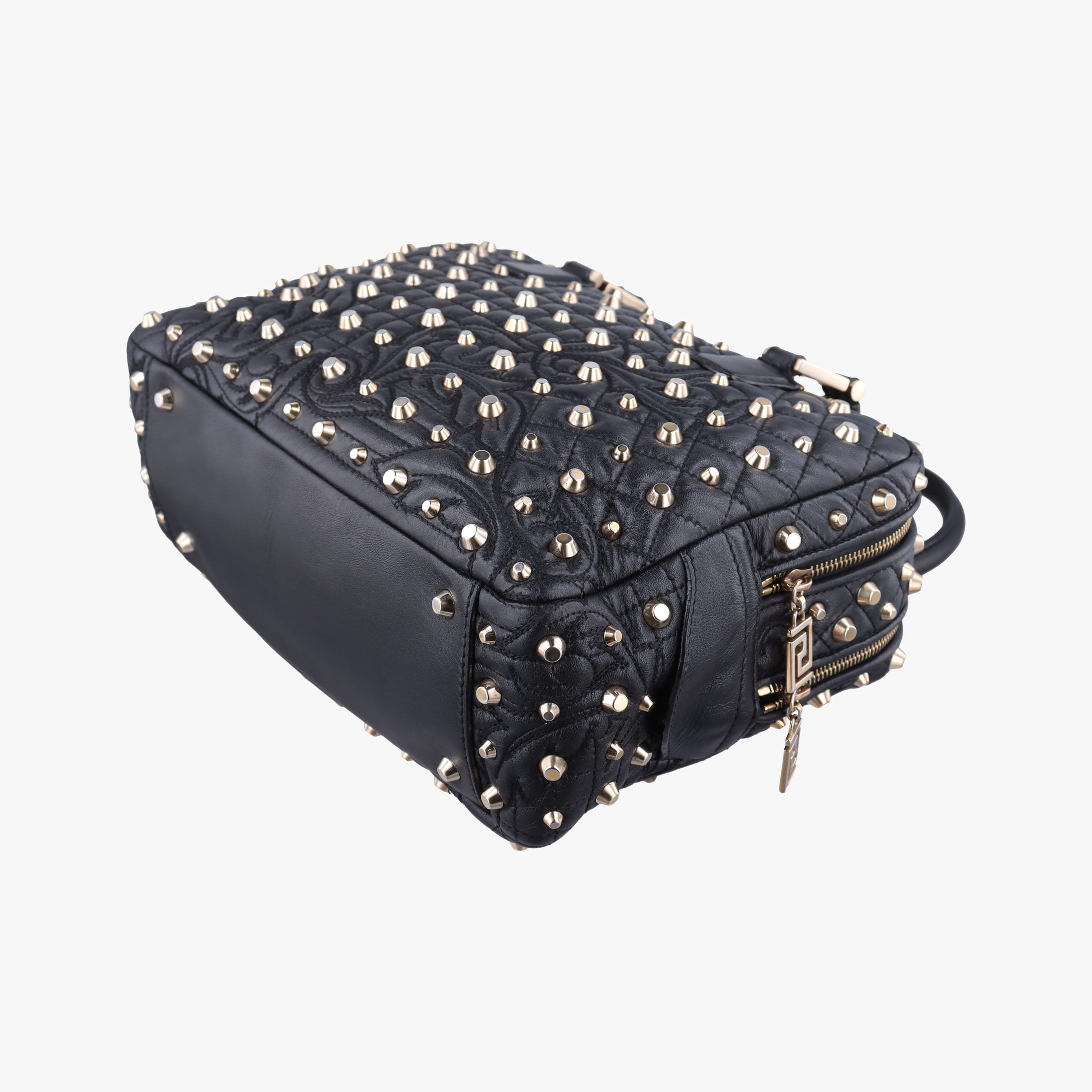 Pre-owned VERSACE Vanitas Studded Black Leather  shoulderbag | stylenewstar