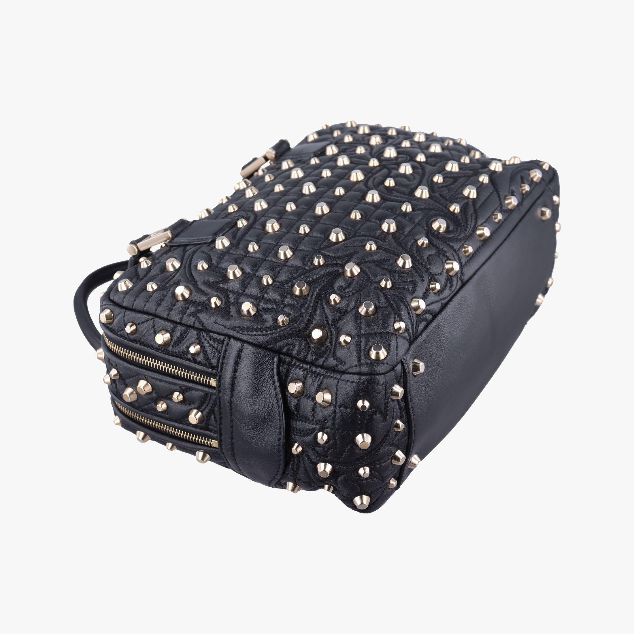 Pre-owned VERSACE Vanitas Studded Black Leather  shoulderbag | stylenewstar