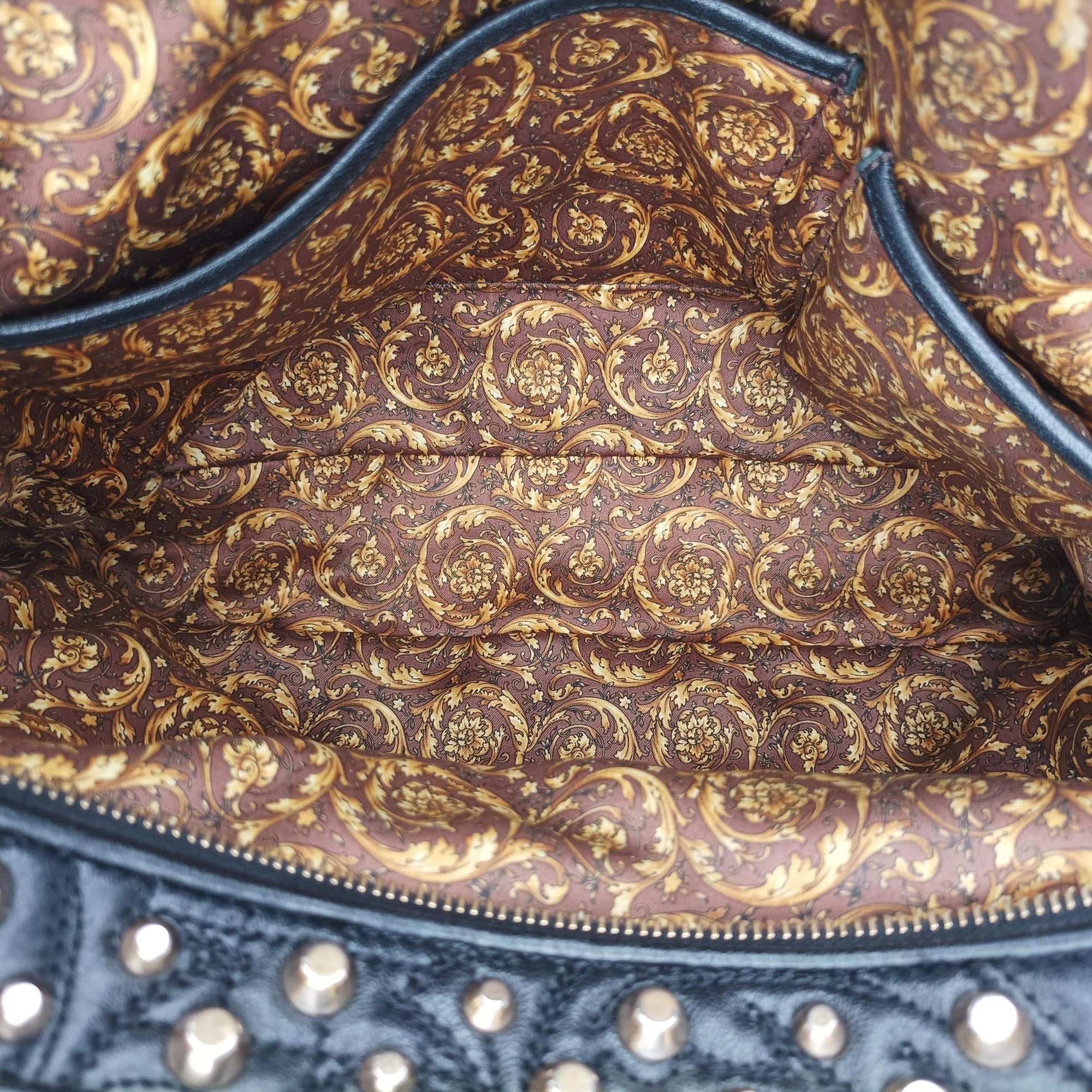 Pre-owned VERSACE Vanitas Studded Black Leather  shoulderbag | stylenewstar