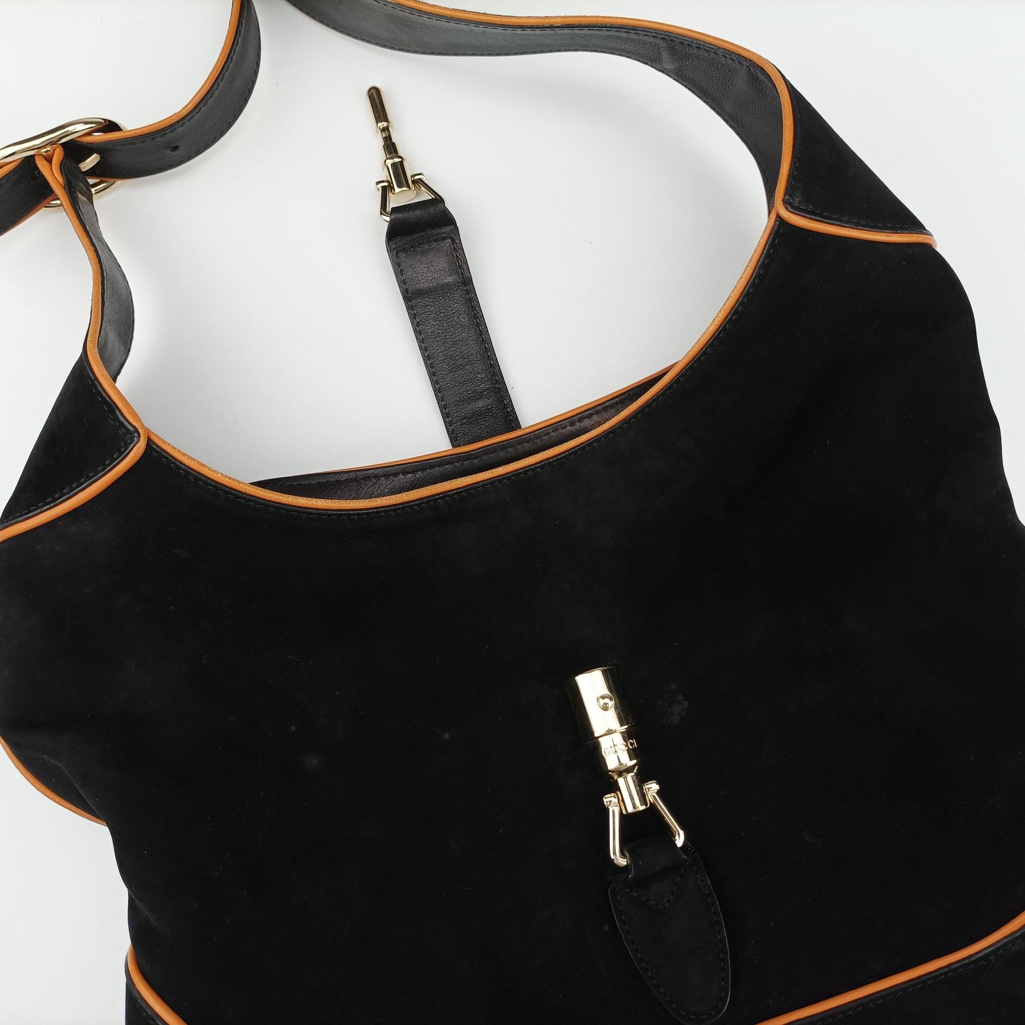 Pre-owned Gucci New Jackie Black suede  shoulderbag | stylenewstar