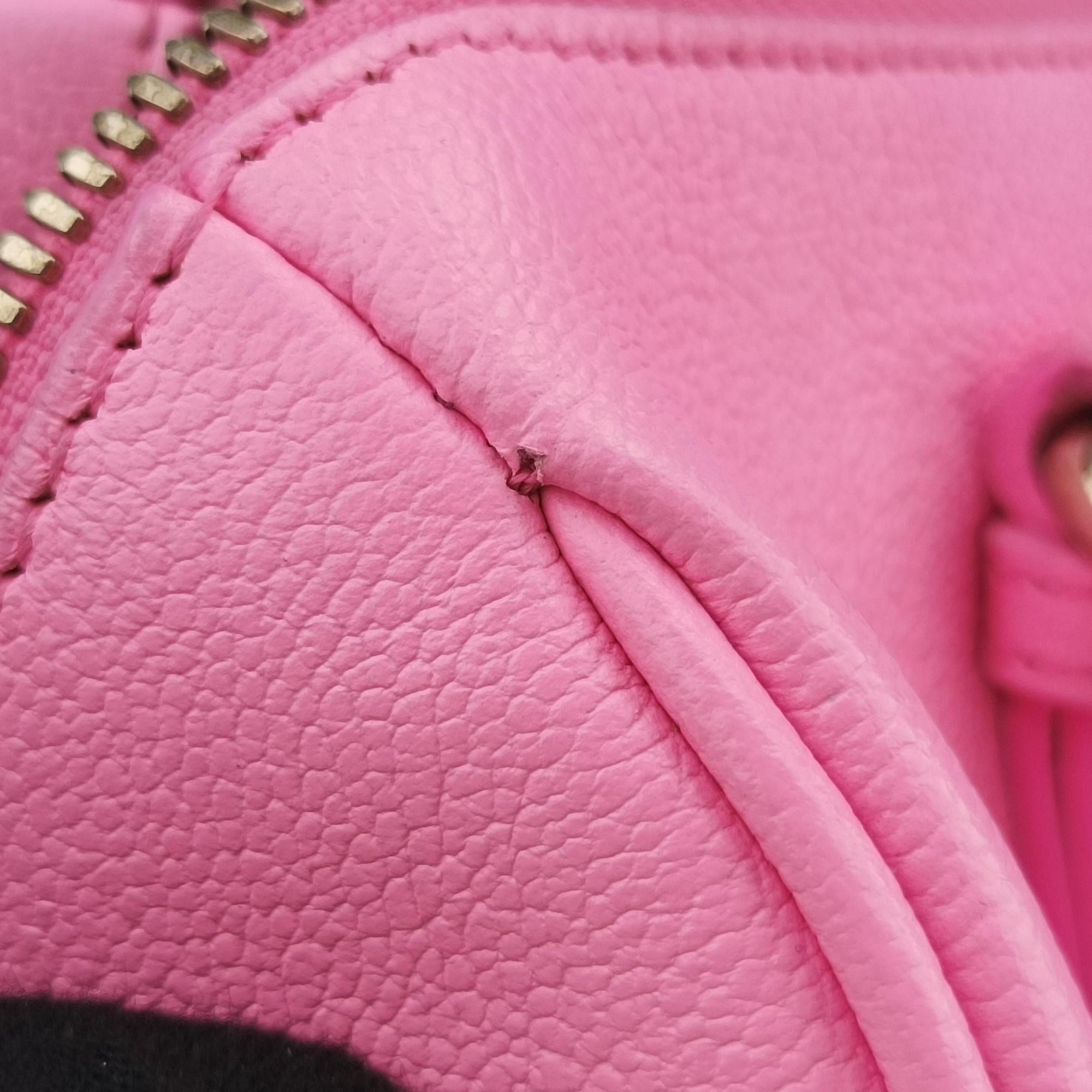 Secondhand VERSACE La Medusa Palazzo bowling Pink Leather  handbag | stylenewstar