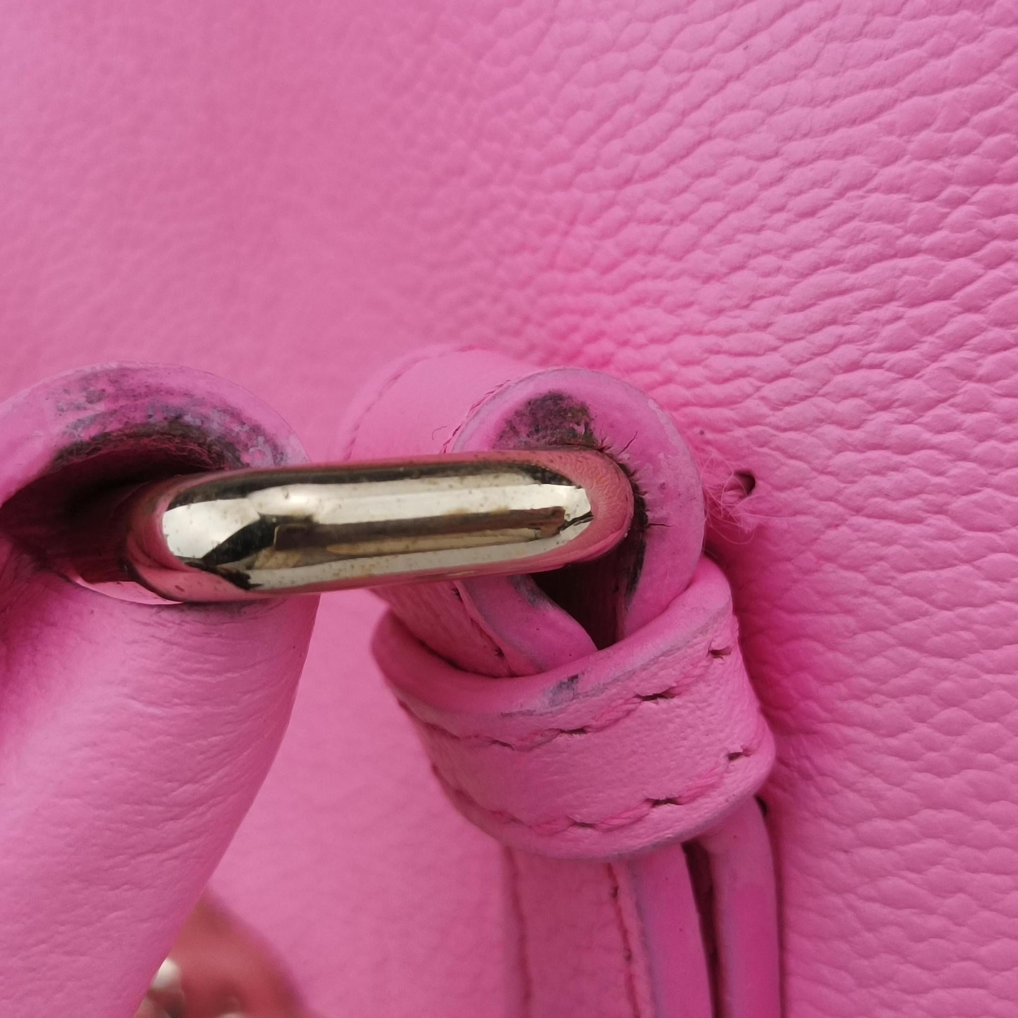 Secondhand VERSACE La Medusa Palazzo bowling Pink Leather  handbag | stylenewstar