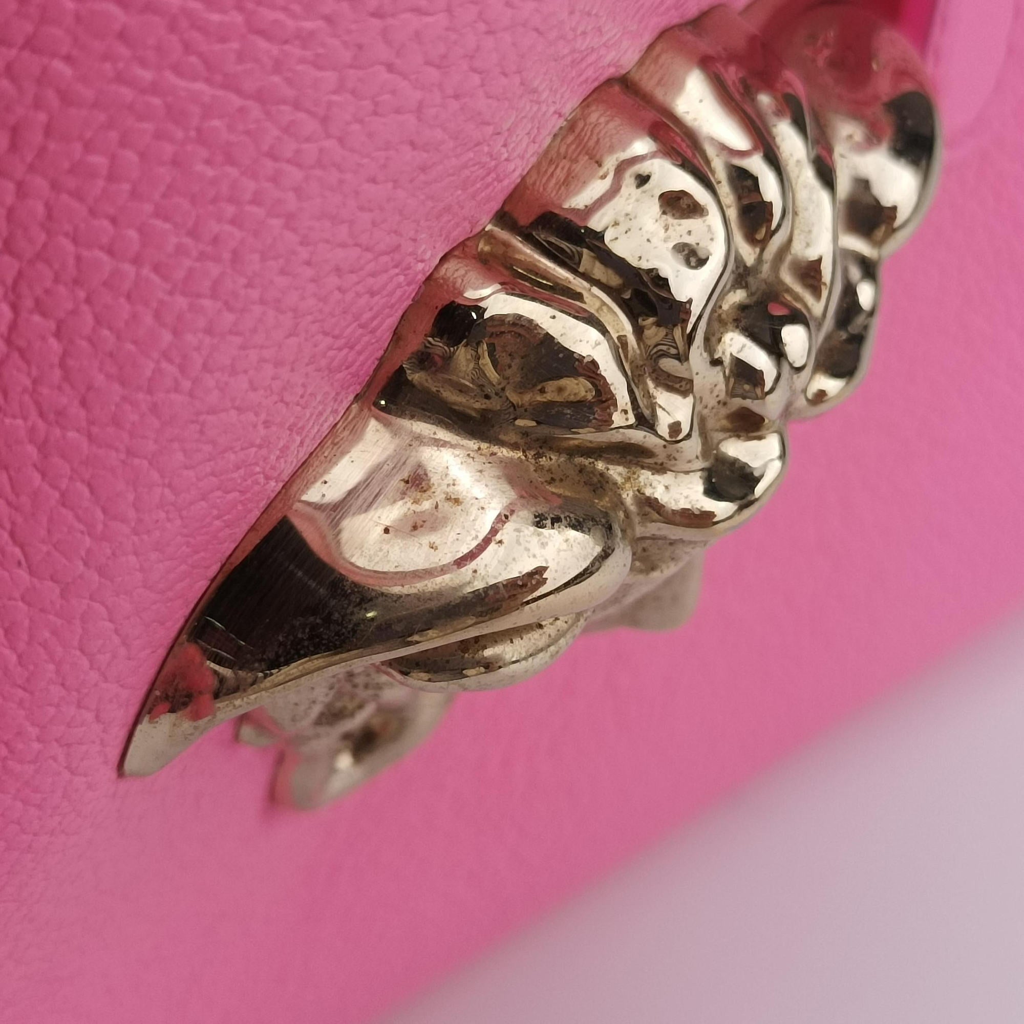 Secondhand VERSACE La Medusa Palazzo bowling Pink Leather  handbag | stylenewstar