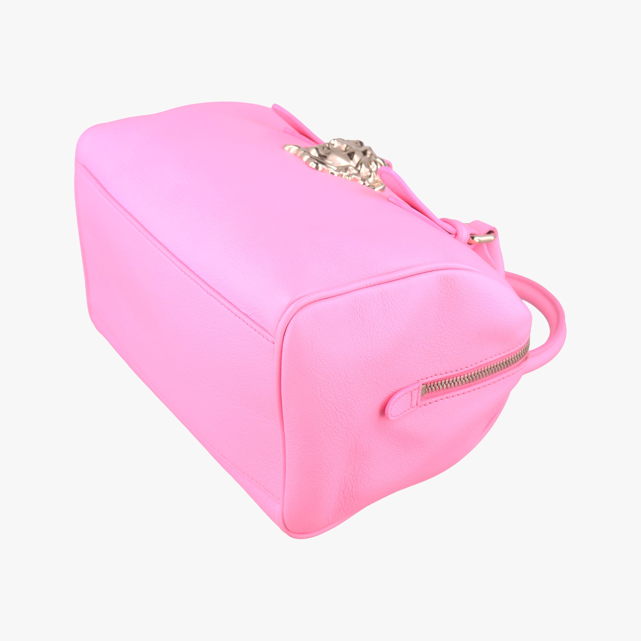 Secondhand VERSACE La Medusa Palazzo bowling Pink Leather  handbag | stylenewstar