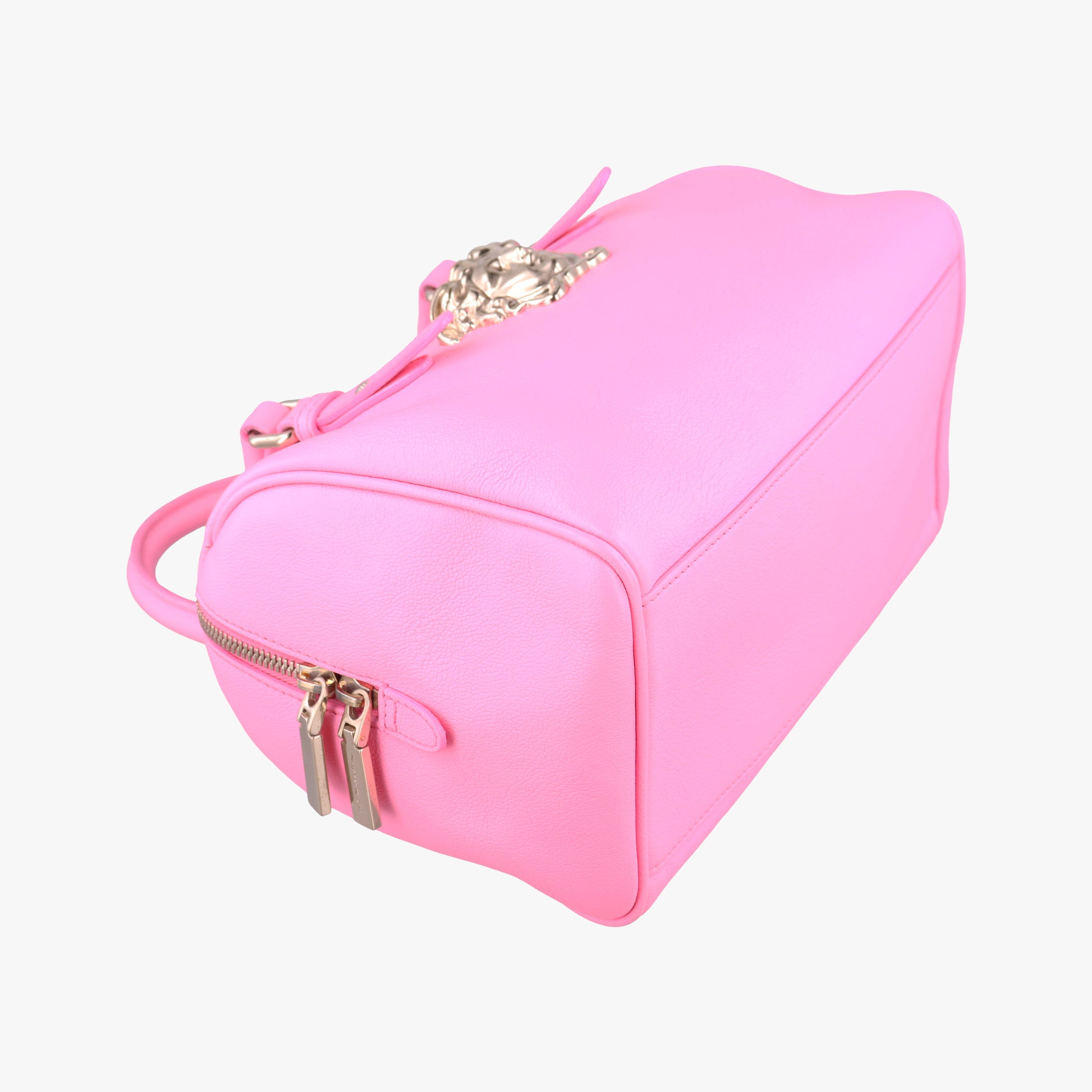 Secondhand VERSACE La Medusa Palazzo bowling Pink Leather  handbag | stylenewstar