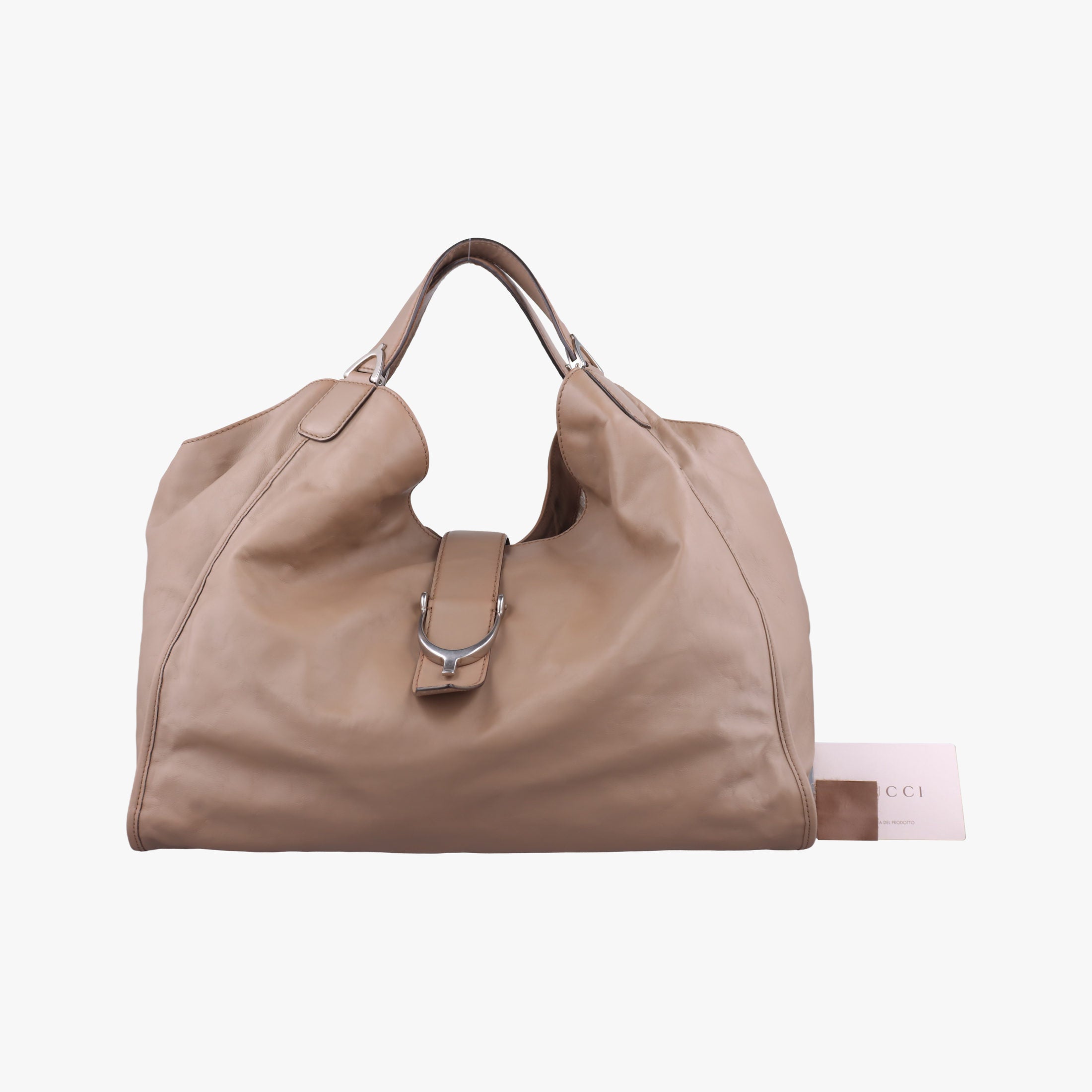 Pre-owned Gucci Soft Stirrup Beige Leather 296855 handbag | stylenewstar