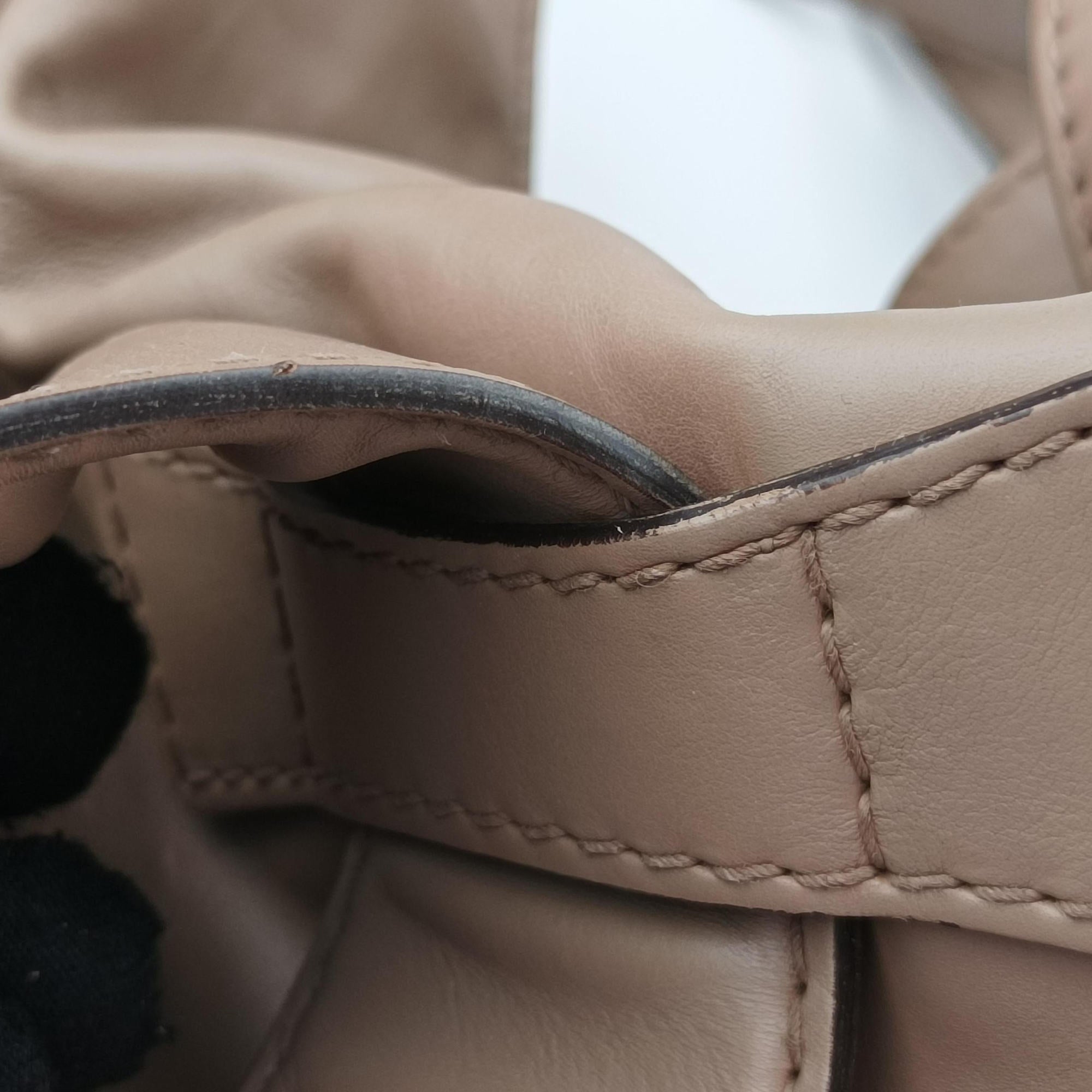 Pre-owned Gucci Soft Stirrup Beige Leather 296855 handbag | stylenewstar