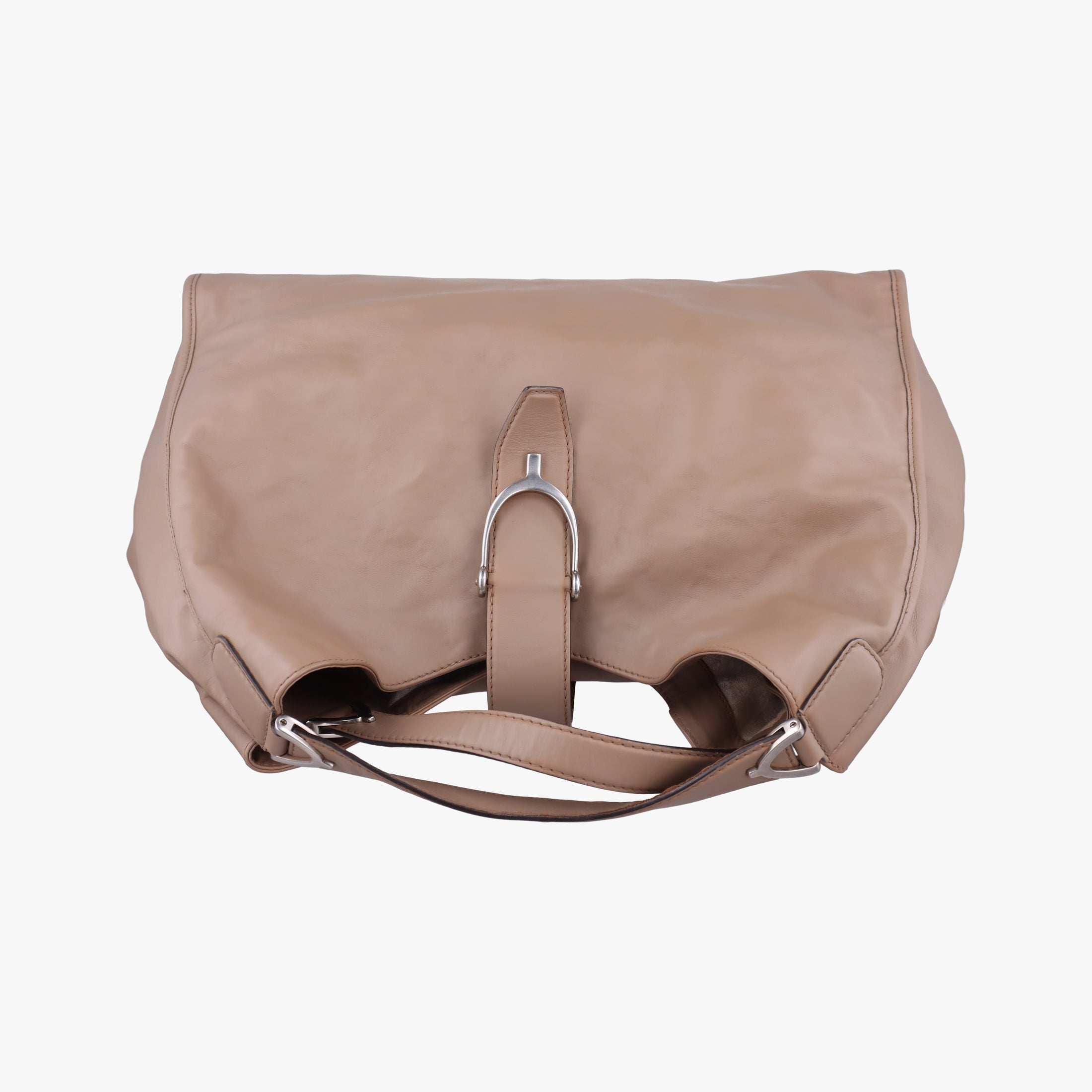 Pre-owned Gucci Soft Stirrup Beige Leather 296855 handbag | stylenewstar