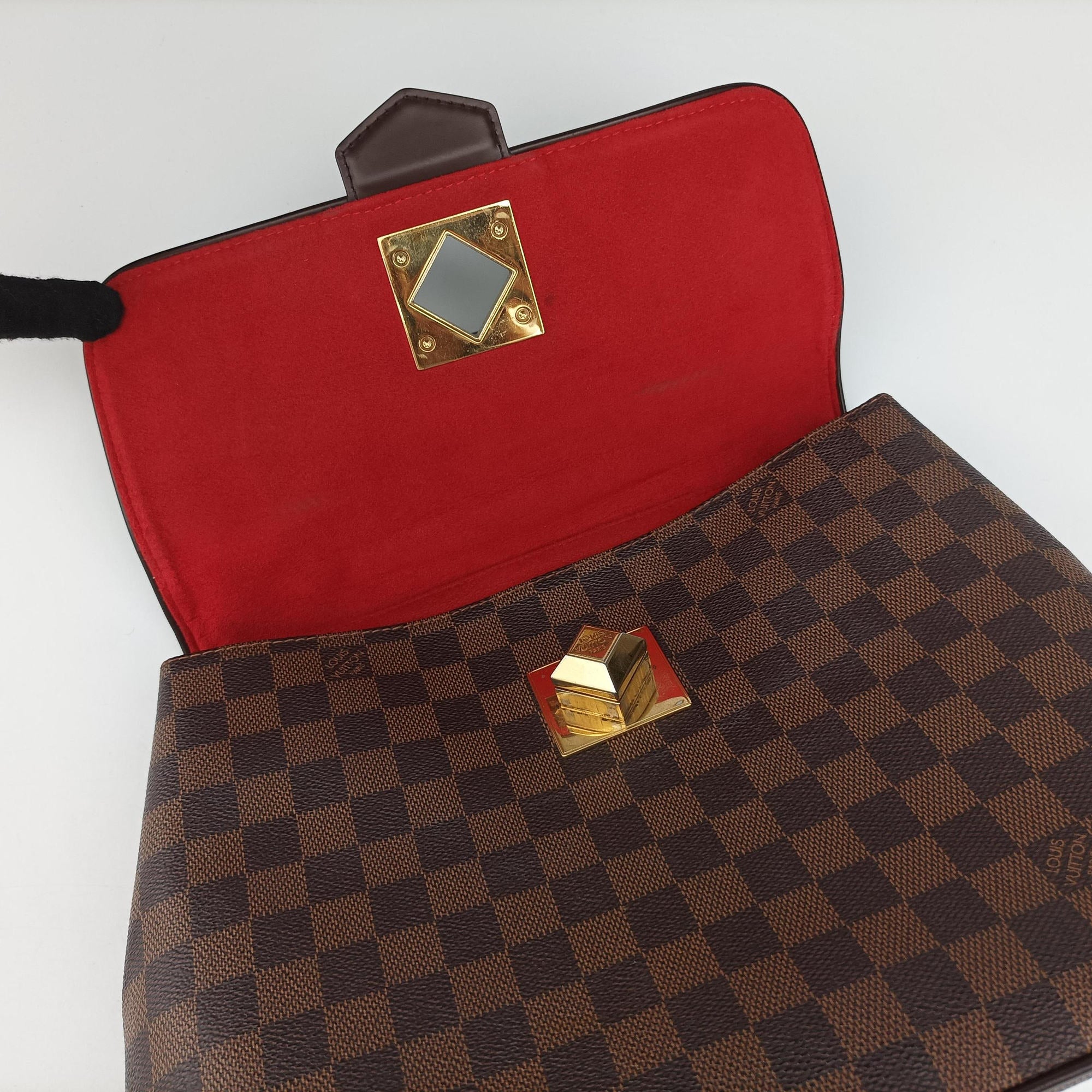 Pre-owned Louis Vuitton BERGAMO MM EBENE Damier Canvas N41168 shoulderbag | stylenewstar