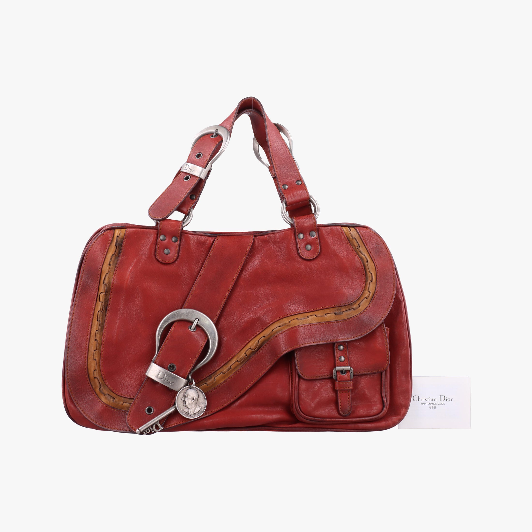 Pre-owned Christian Dior Gaucho Burgundy Leather  handbag | stylenewstar