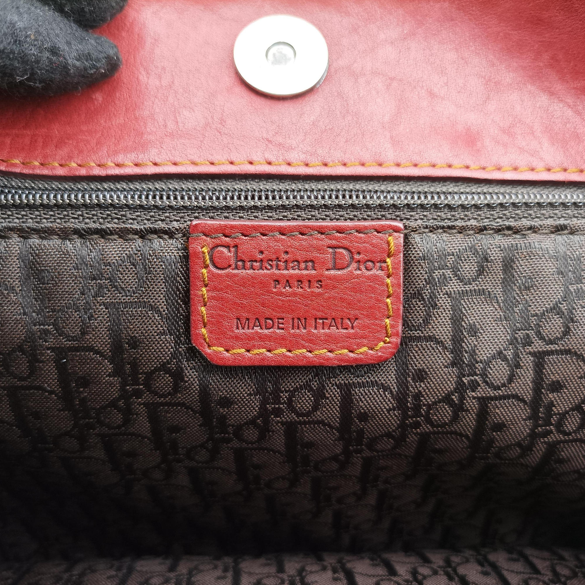Pre-owned Christian Dior Gaucho Burgundy Leather  handbag | stylenewstar