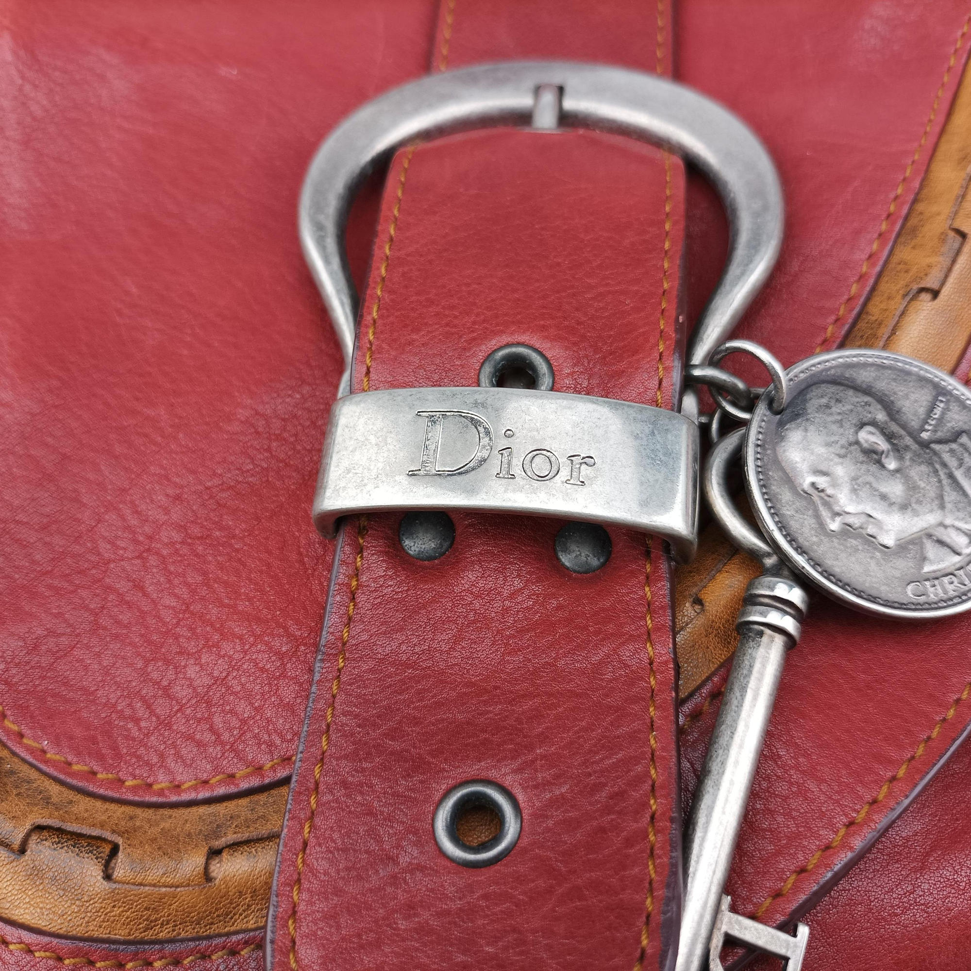 Pre-owned Christian Dior Gaucho Burgundy Leather  handbag | stylenewstar