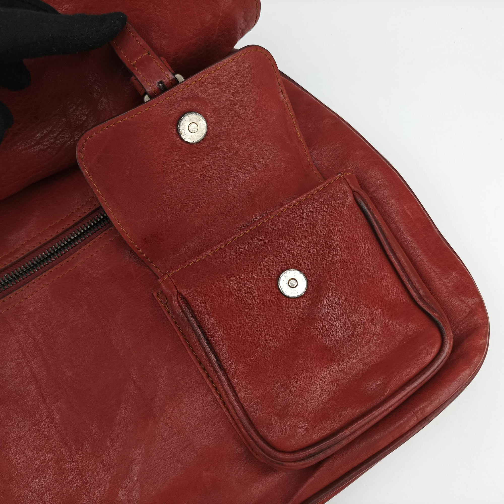 Pre-owned Christian Dior Gaucho Burgundy Leather  handbag | stylenewstar
