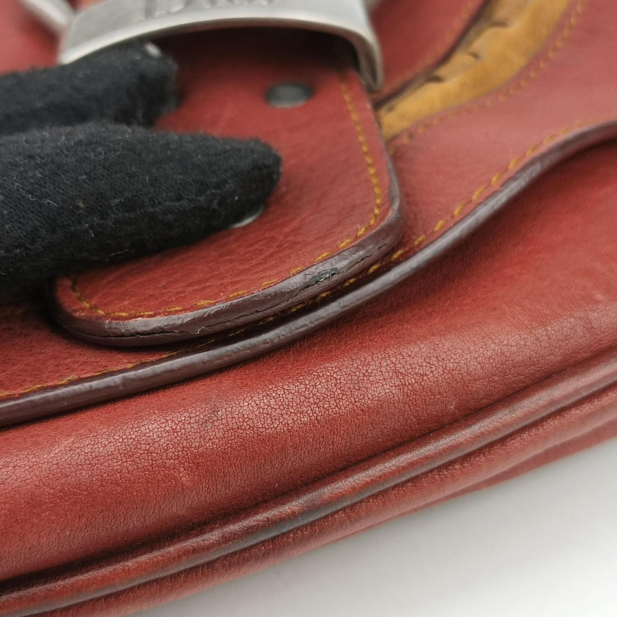 Pre-owned Christian Dior Gaucho Burgundy Leather  handbag | stylenewstar