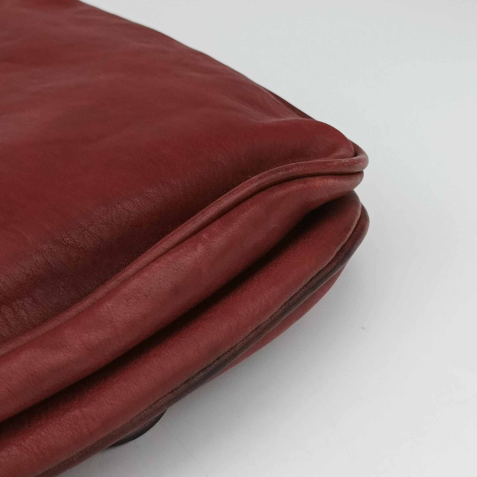 Pre-owned Christian Dior Gaucho Burgundy Leather  handbag | stylenewstar