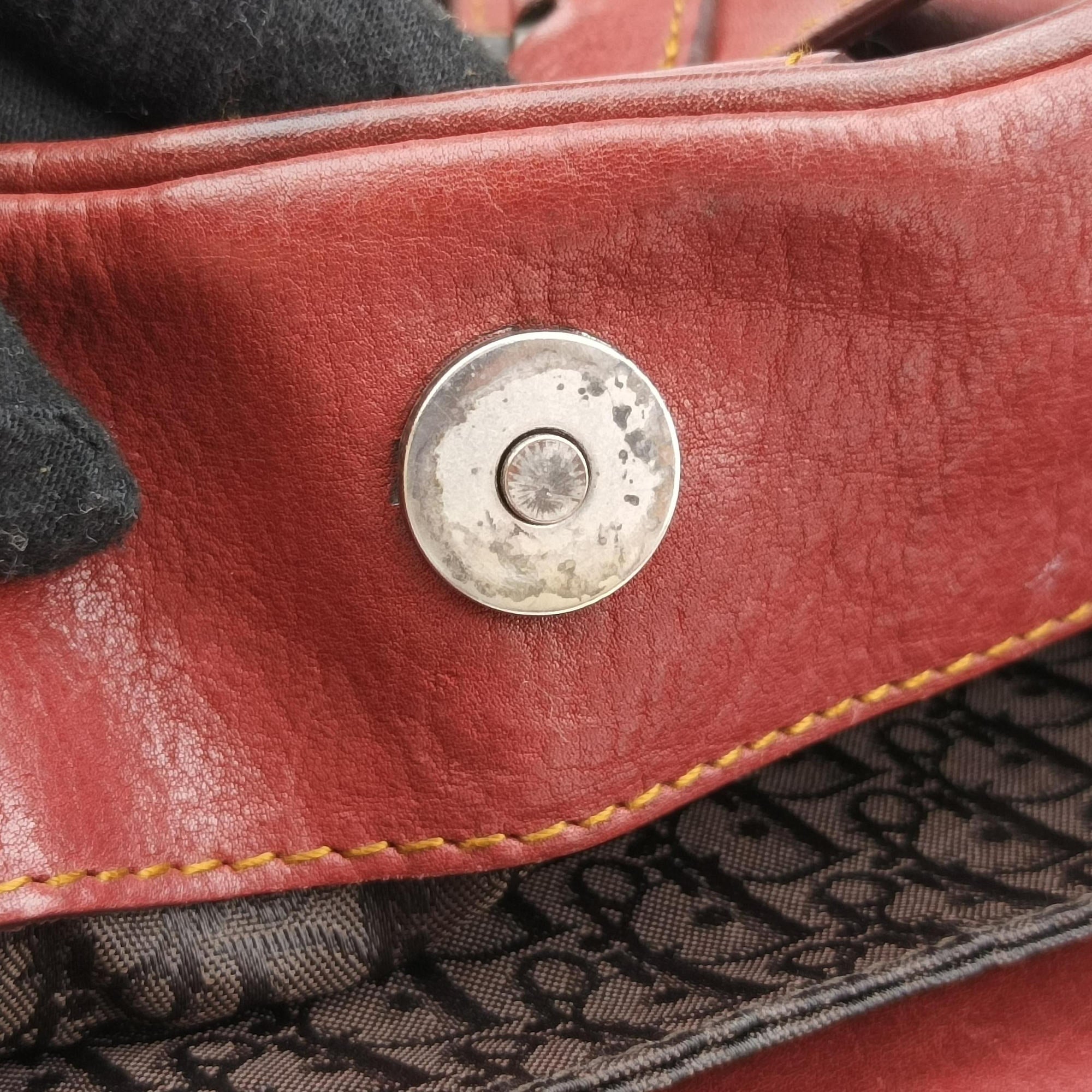 Pre-owned Christian Dior Gaucho Burgundy Leather  handbag | stylenewstar