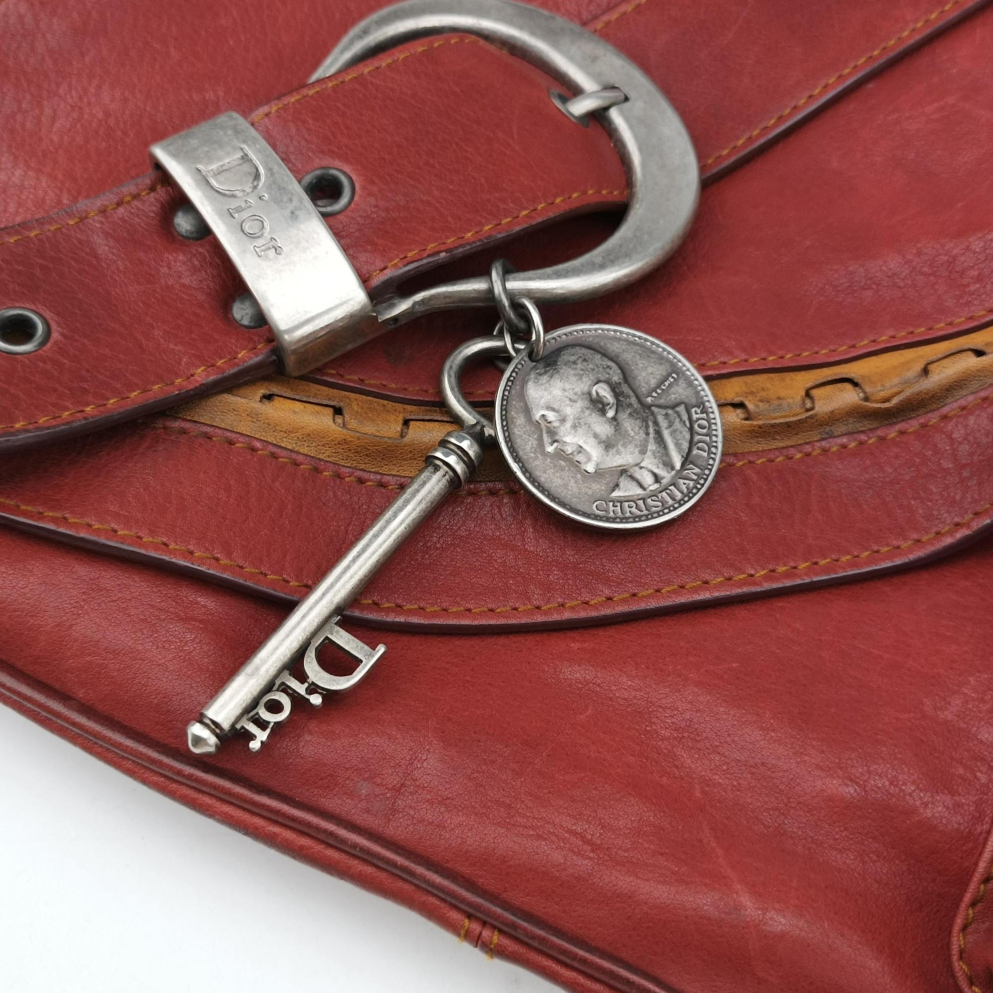 Pre-owned Christian Dior Gaucho Burgundy Leather  handbag | stylenewstar