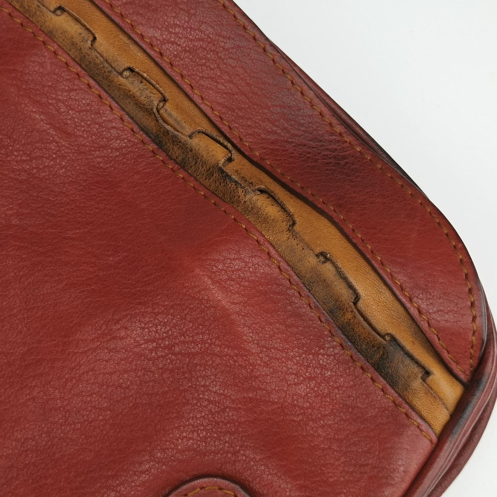 Pre-owned Christian Dior Gaucho Burgundy Leather  handbag | stylenewstar