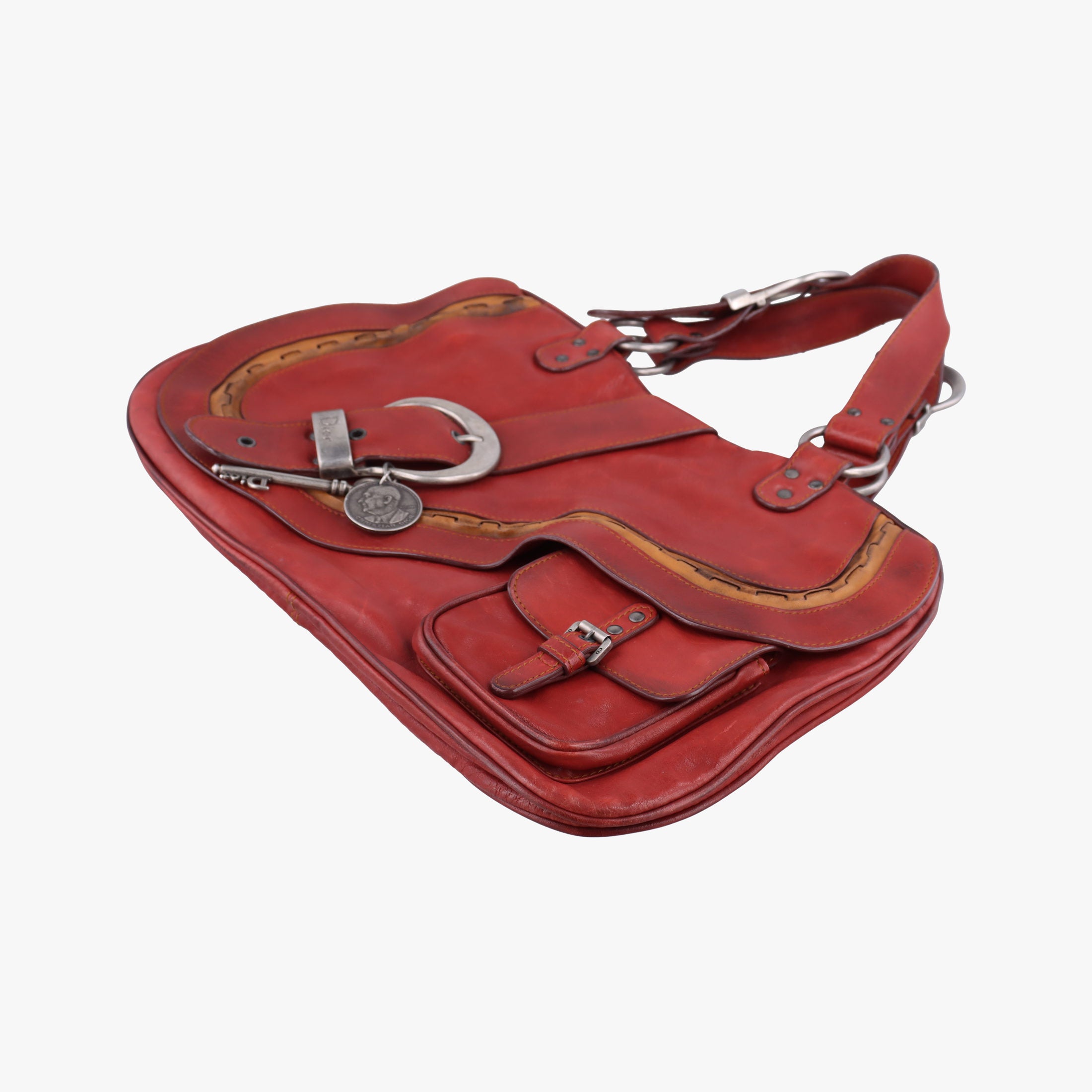 Pre-owned Christian Dior Gaucho Burgundy Leather  handbag | stylenewstar