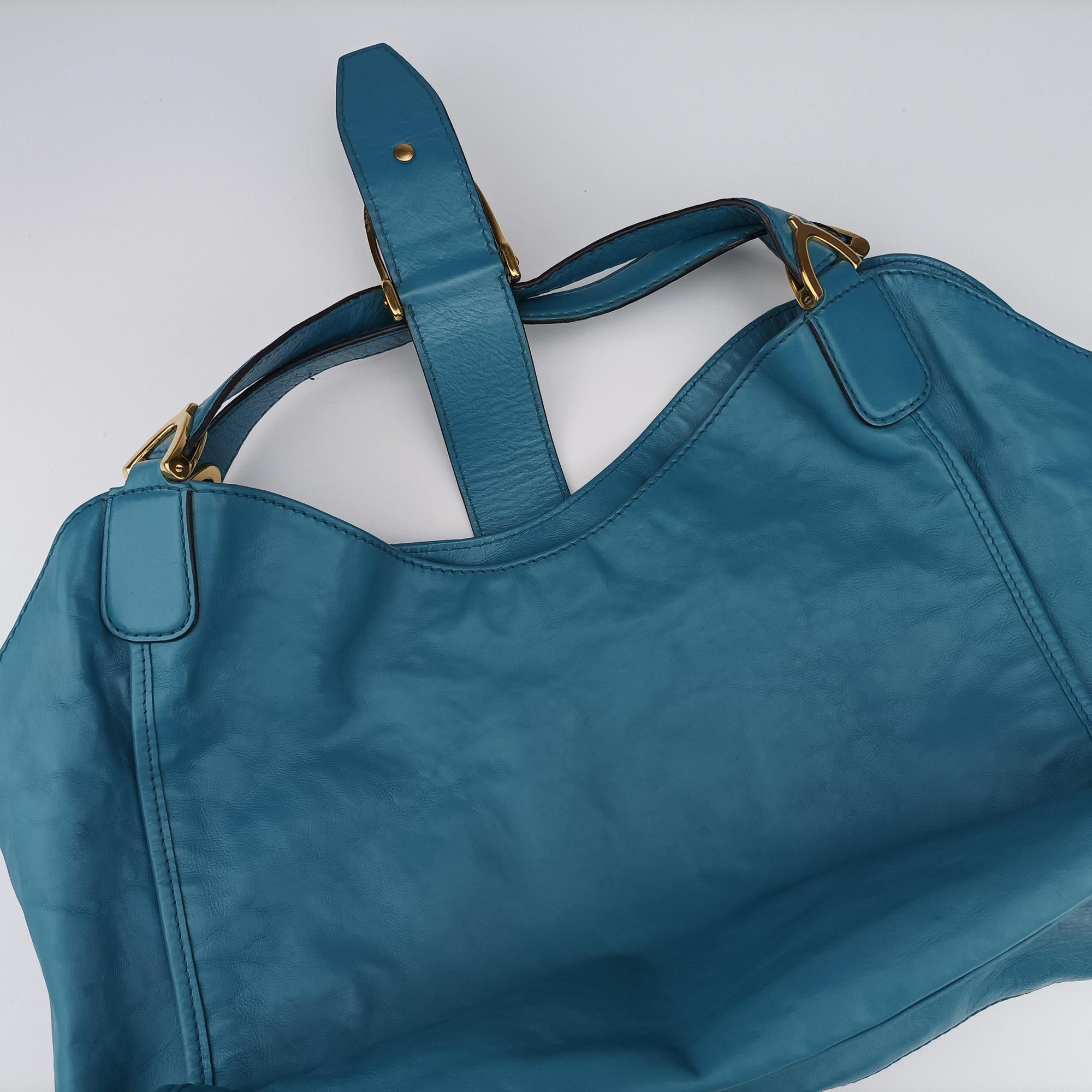 Vintage Gucci Stirrup Blue Leather 296856 handbag | stylenewstar