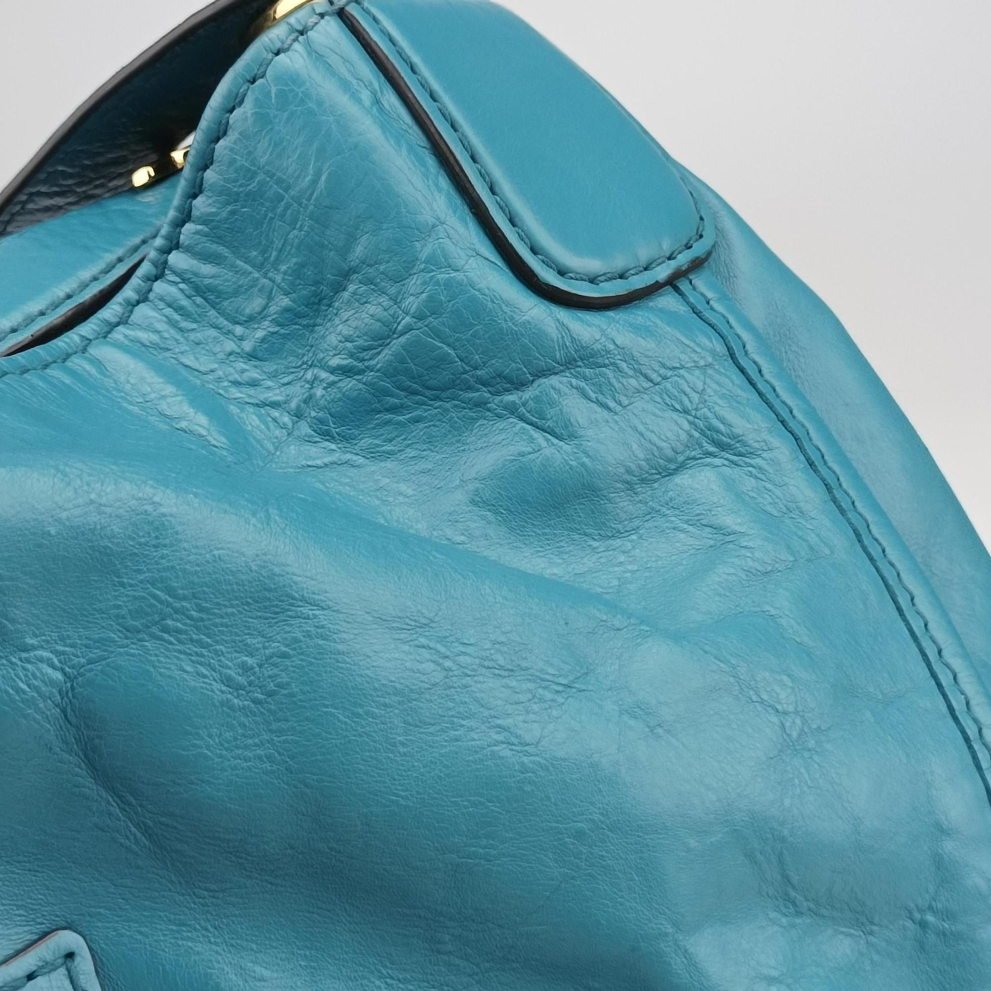Vintage Gucci Stirrup Blue Leather 296856 handbag | stylenewstar