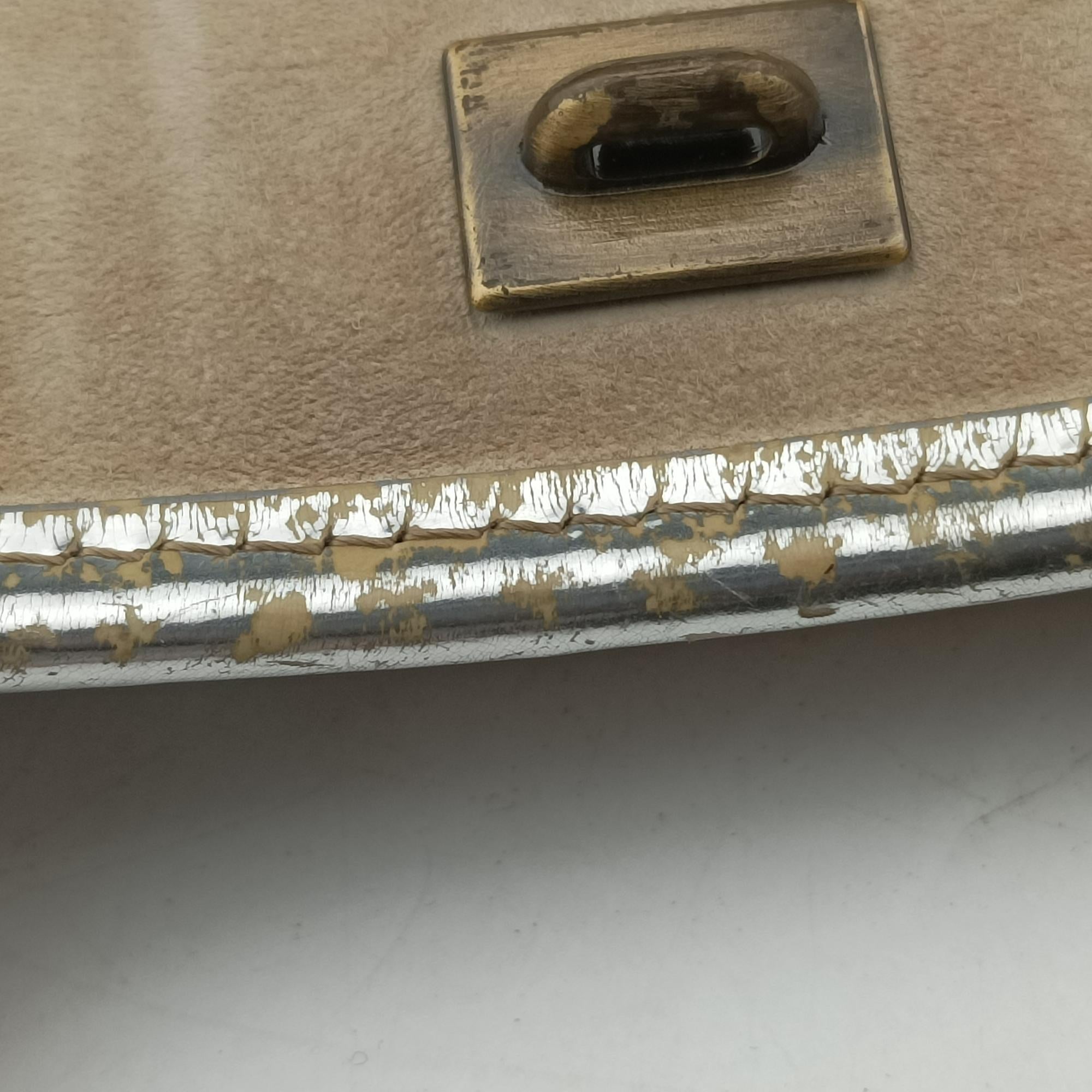 Pre-owned Fendi B Bag Beige x Silver straw  handbag | stylenewstar