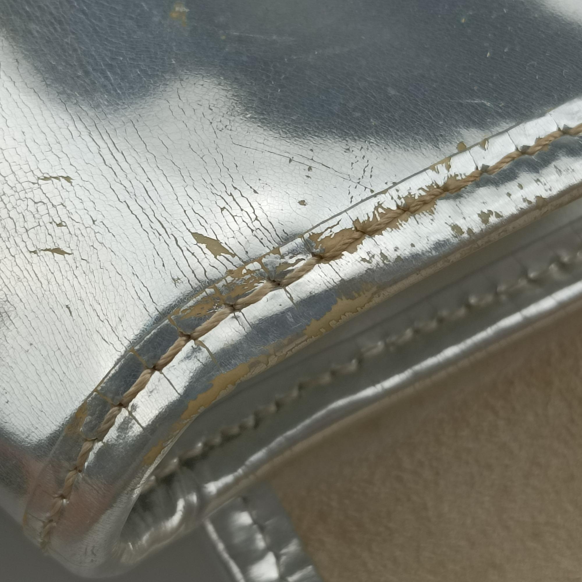 Pre-owned Fendi B Bag Beige x Silver straw  handbag | stylenewstar