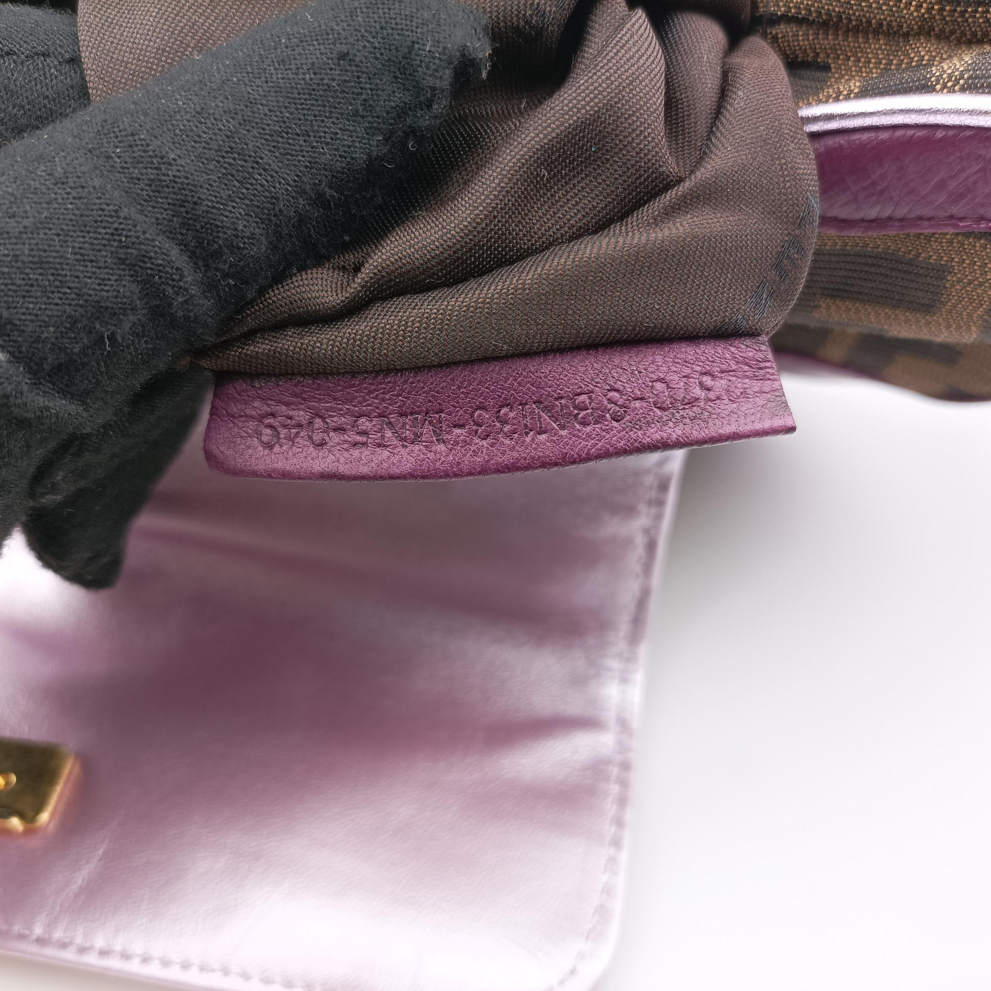 Pre-owned Fendi Zucca Vanity Mirror beige×Brown×purple canvas×leather 8BN133 shoulderbag | stylenewstar
