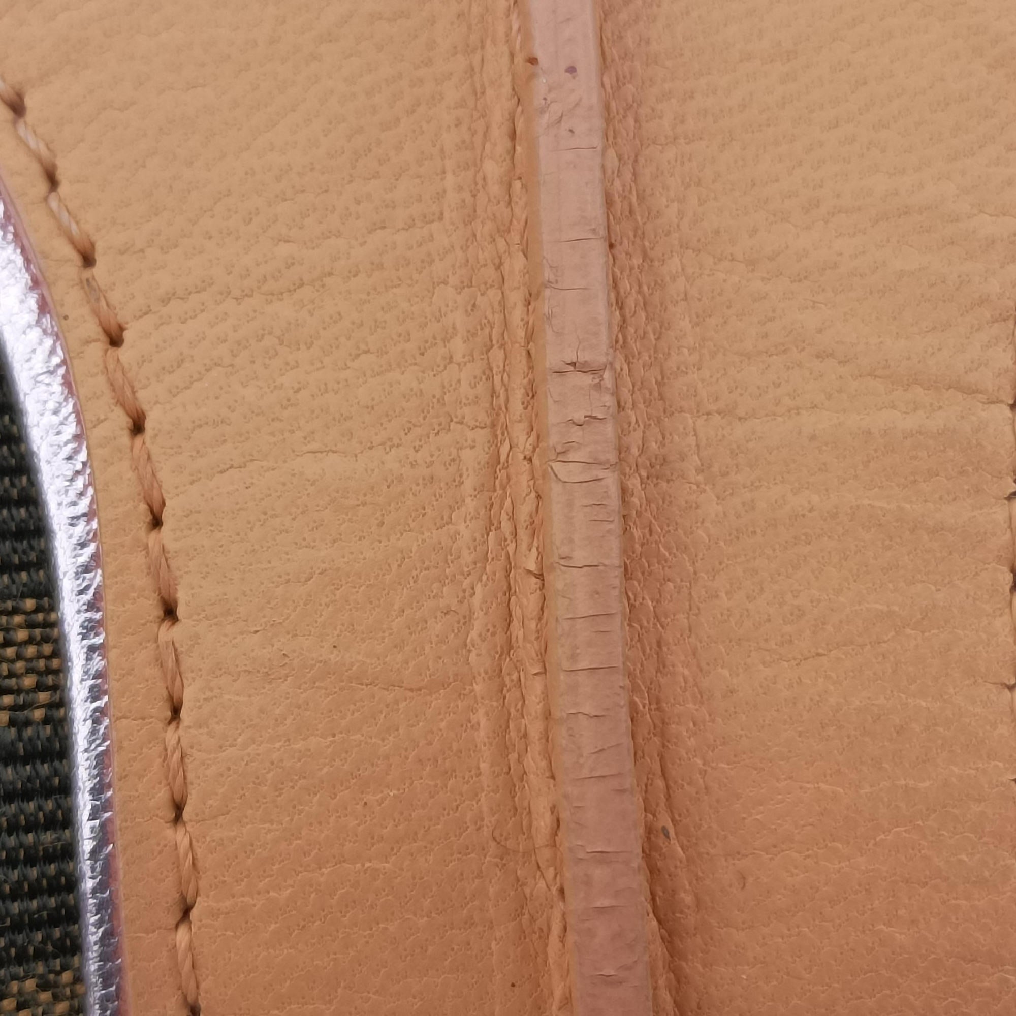 Pre-owned Fendi Zucca Vanity Mirror beige×Brown×purple canvas×leather 8BN133 shoulderbag | stylenewstar