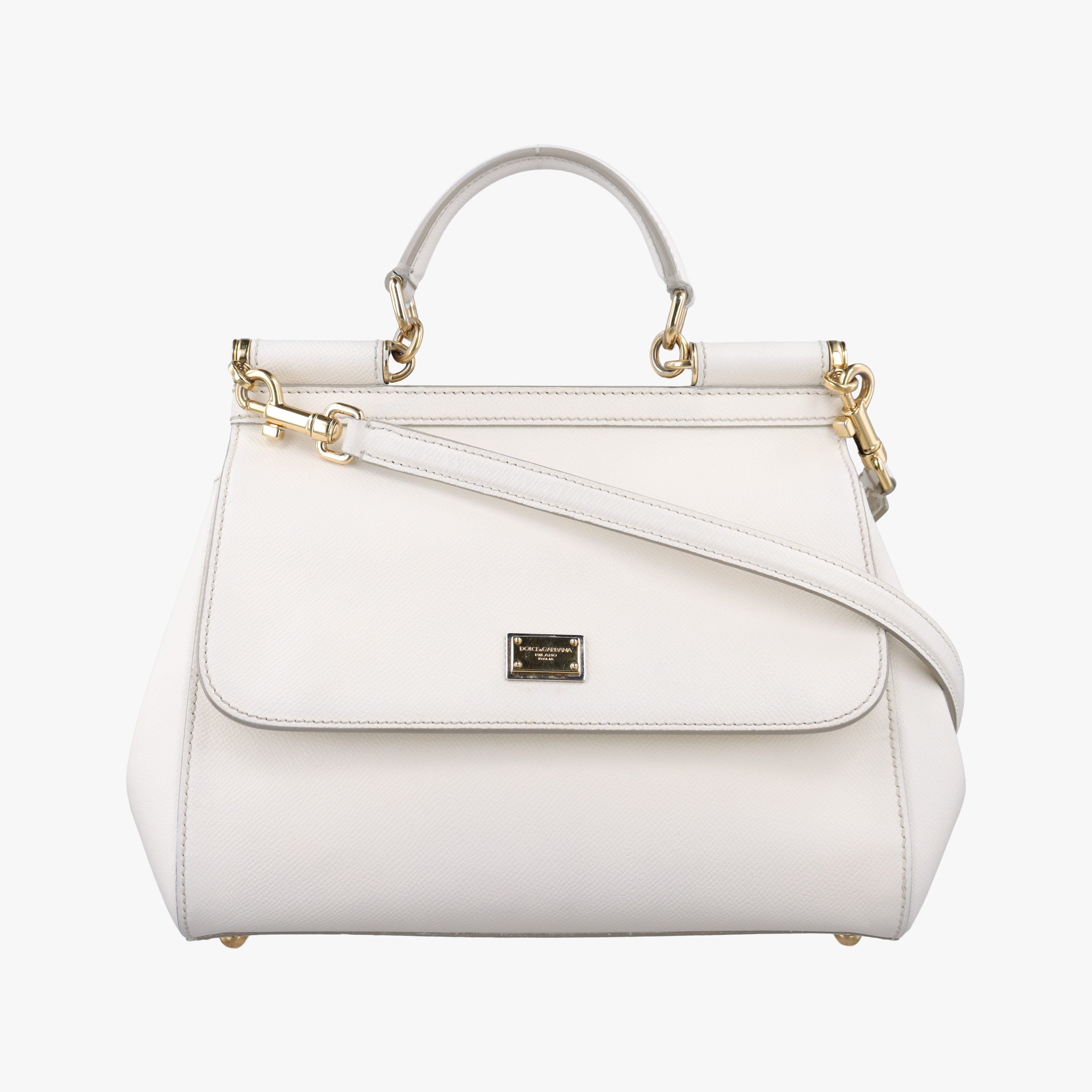 Pre-owned Dolce & Gabbana SICILY White Leather  shoulderbag | stylenewstar
