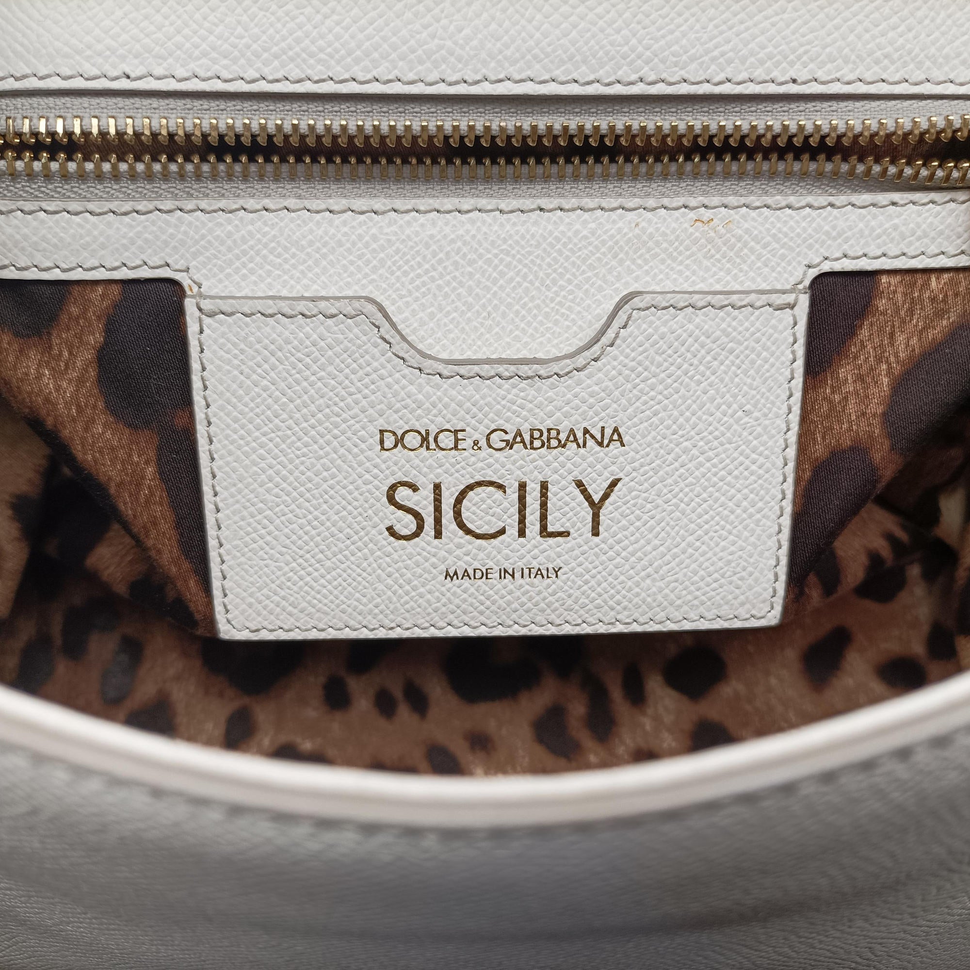 Pre-owned Dolce & Gabbana SICILY White Leather  shoulderbag | stylenewstar