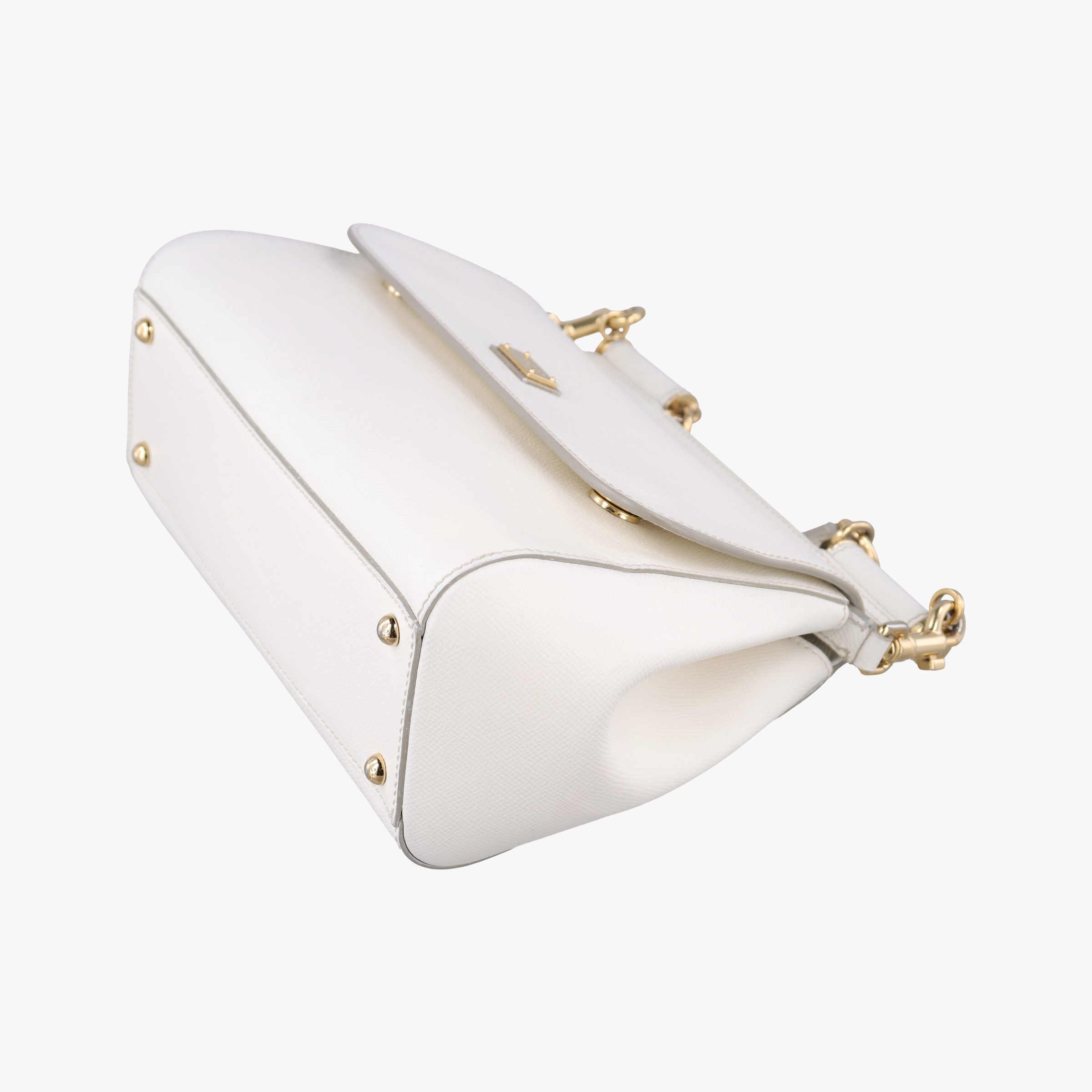 Pre-owned Dolce & Gabbana SICILY White Leather  shoulderbag | stylenewstar