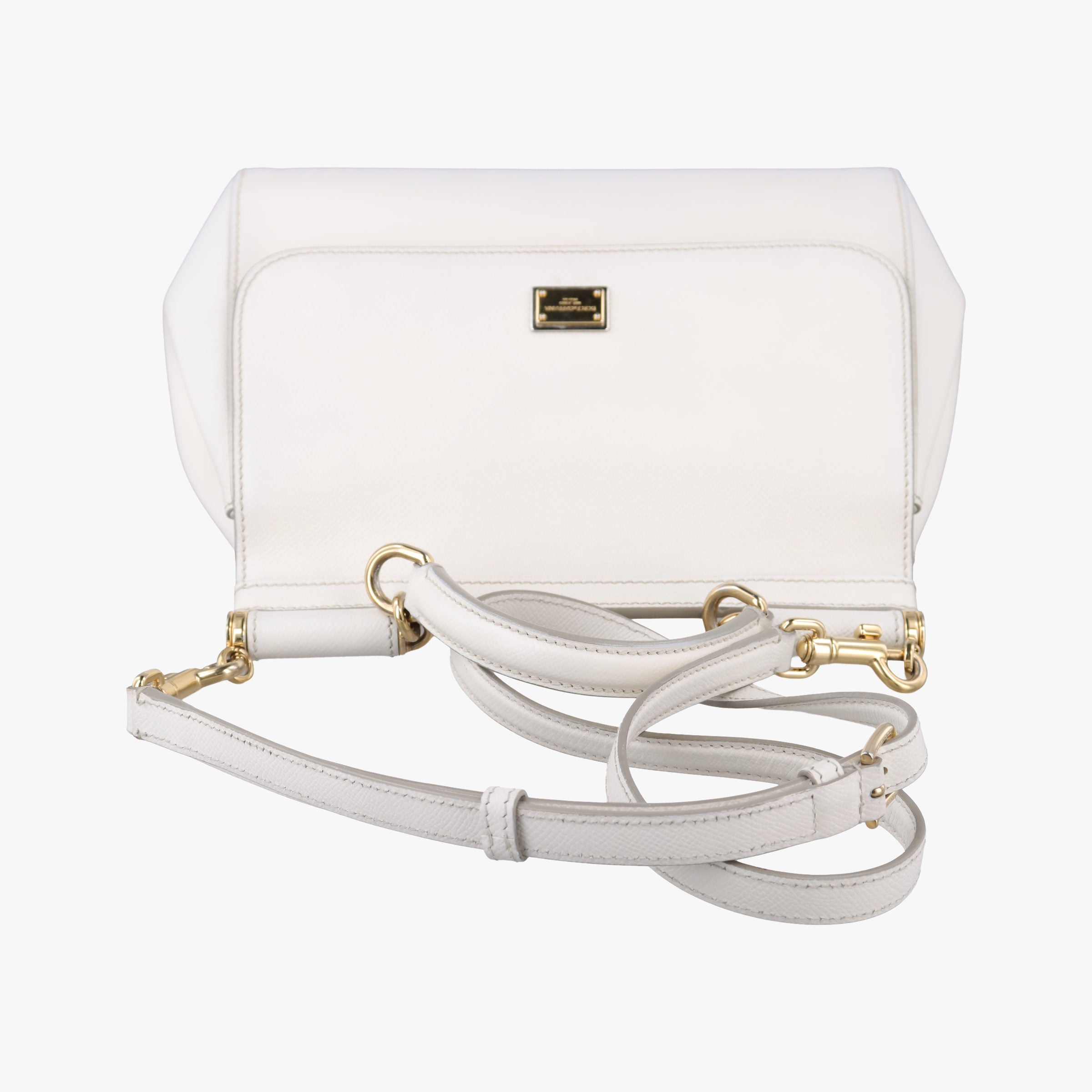 Pre-owned Dolce & Gabbana SICILY White Leather  shoulderbag | stylenewstar