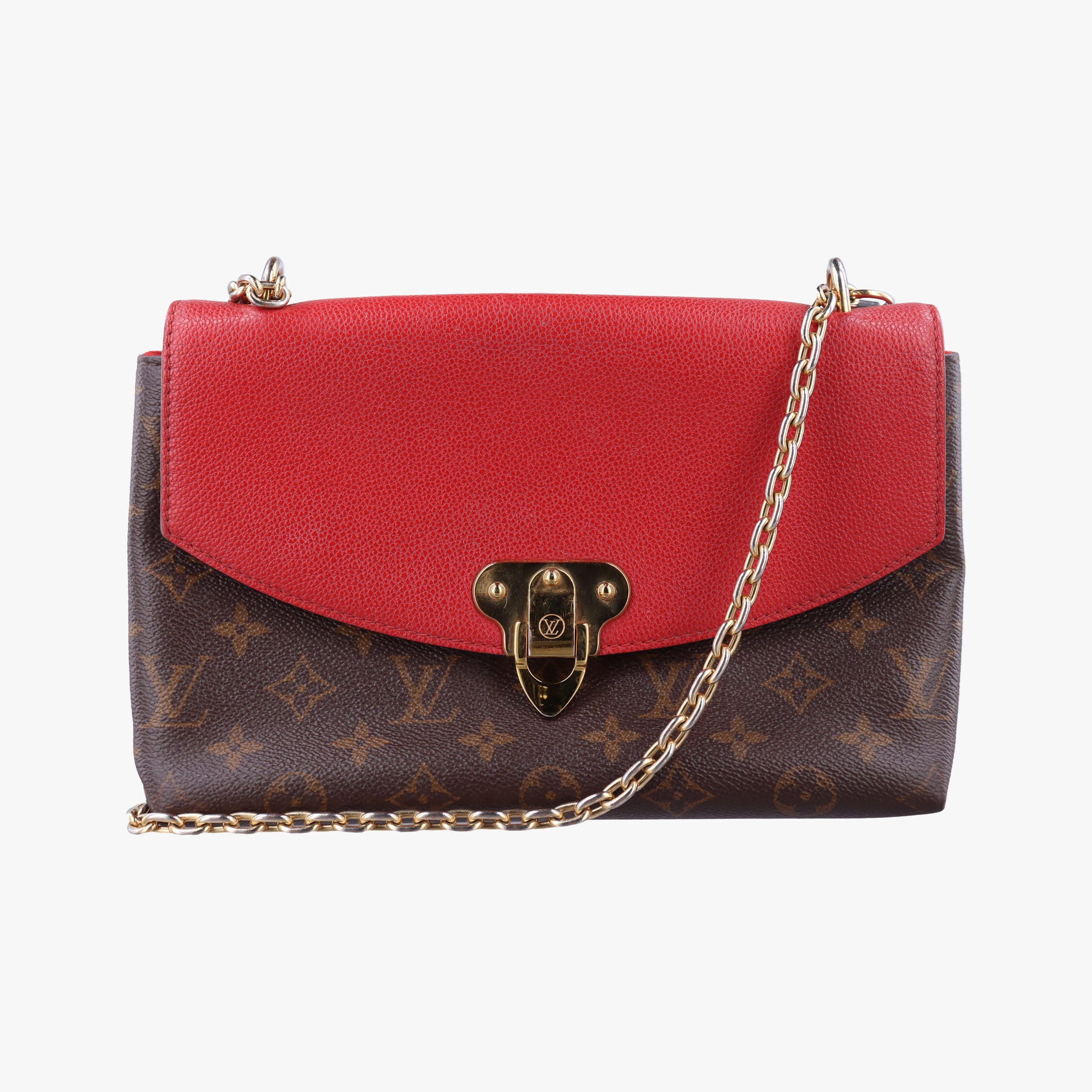 Pre-owned Louis Vuitton SAINT PLACIDE brown×CERISE Monogram Canvas×calf leather M43713 shoulderbag | stylenewstar