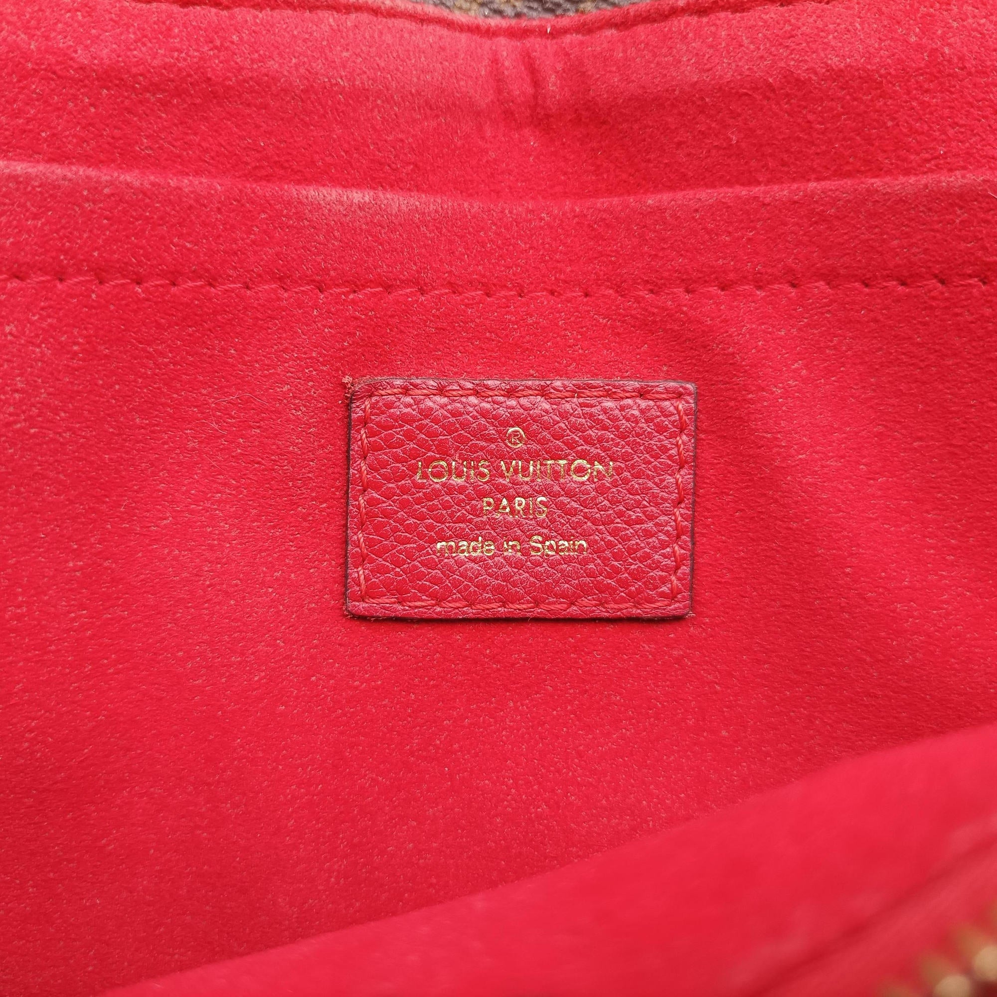 Pre-owned Louis Vuitton SAINT PLACIDE brown×CERISE Monogram Canvas×calf leather M43713 shoulderbag | stylenewstar