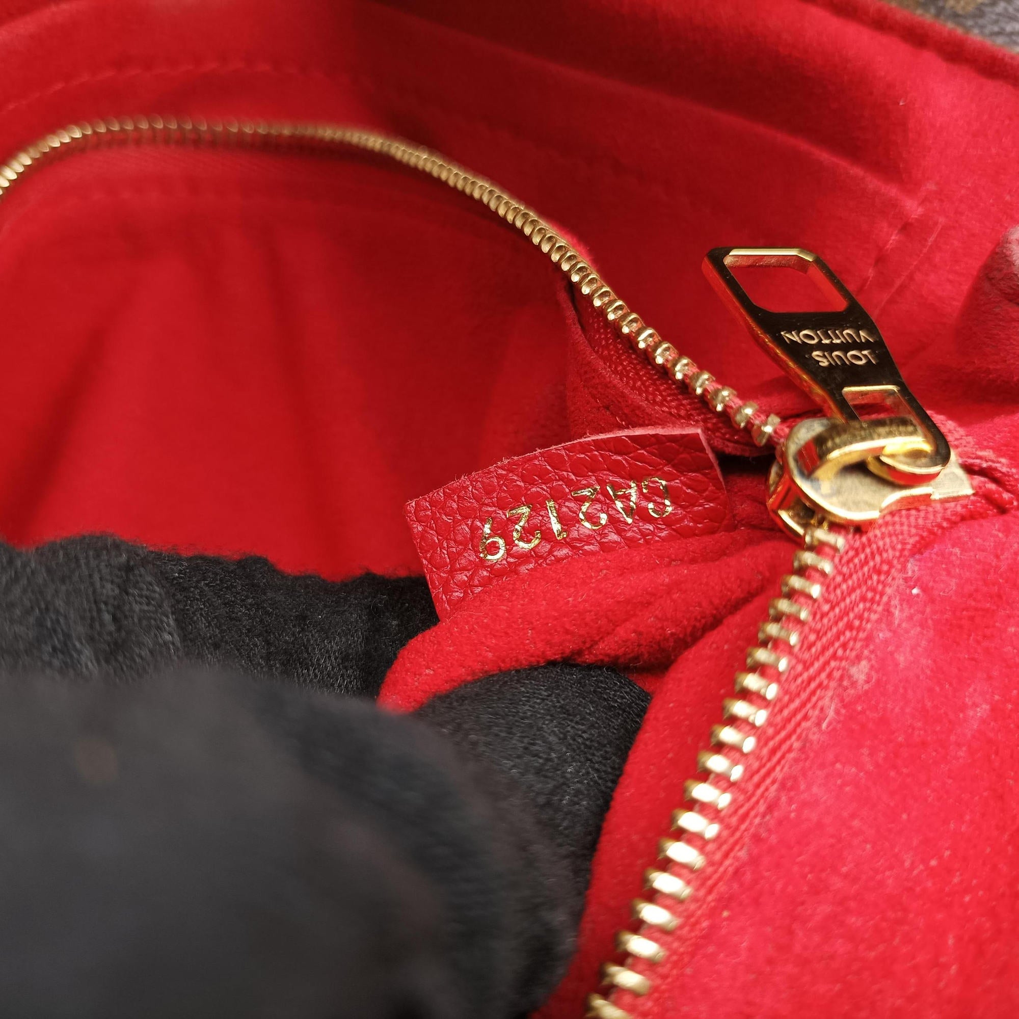 Pre-owned Louis Vuitton SAINT PLACIDE brown×CERISE Monogram Canvas×calf leather M43713 shoulderbag | stylenewstar